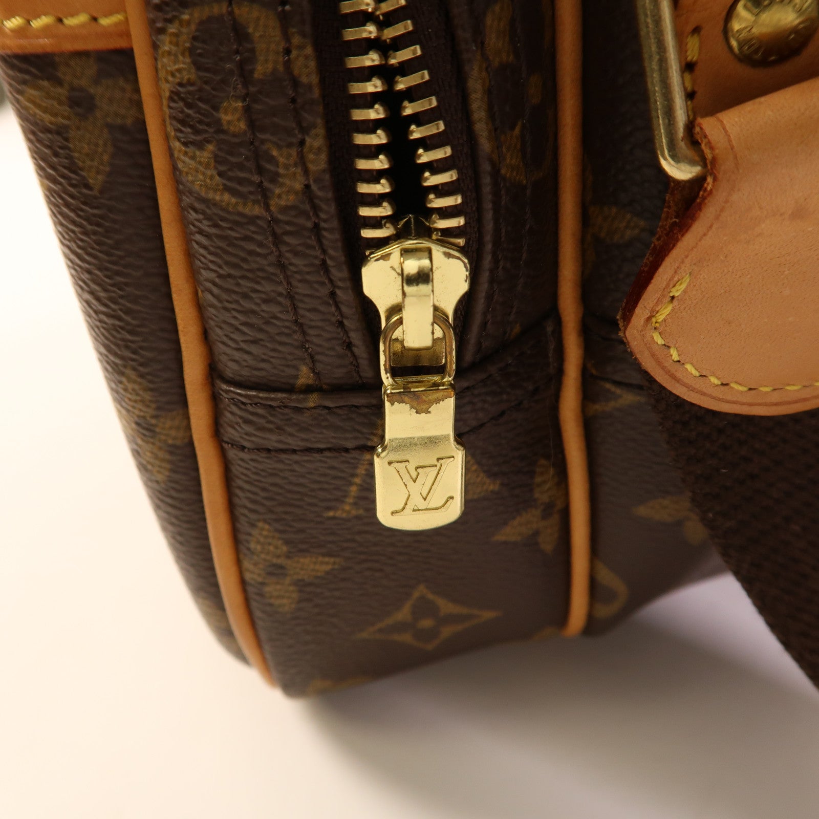 LOUIS VUITTON Monogram Reporter PM金扣肩背袋棕色