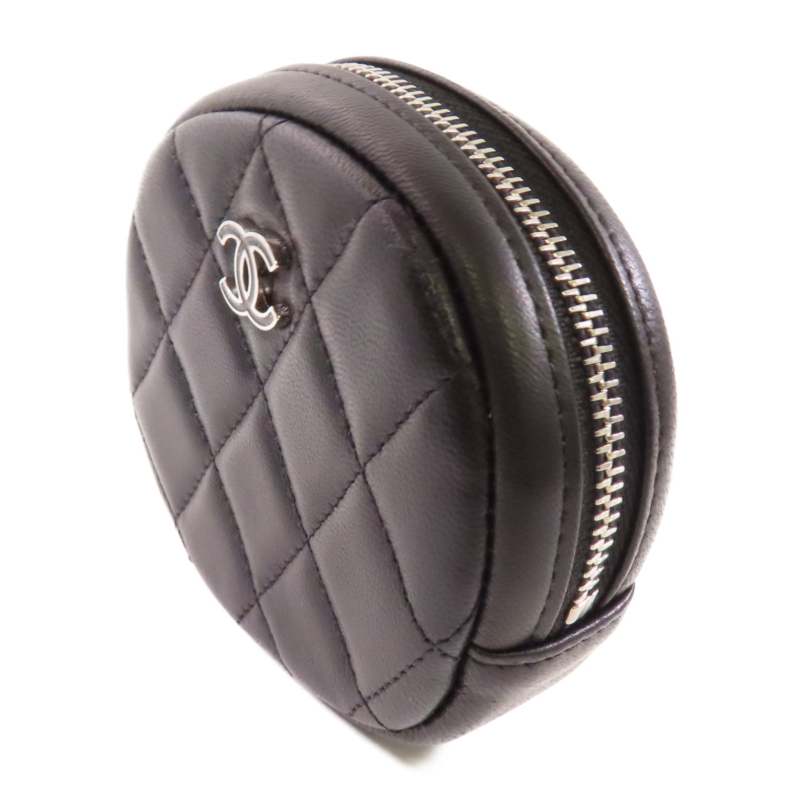 CHANEL 羊皮皮革Coin Case銀扣零錢包