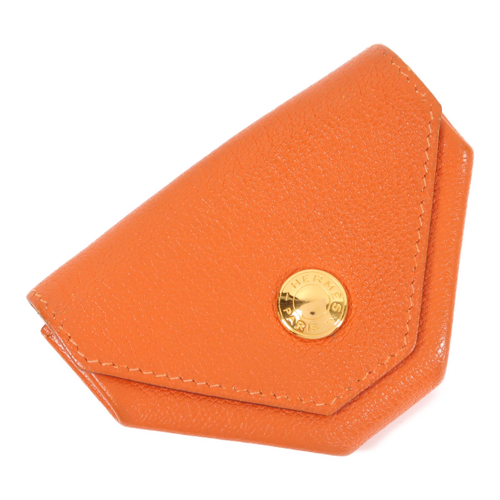 HERMES Chevre皮革Levain Quatre金扣零錢包