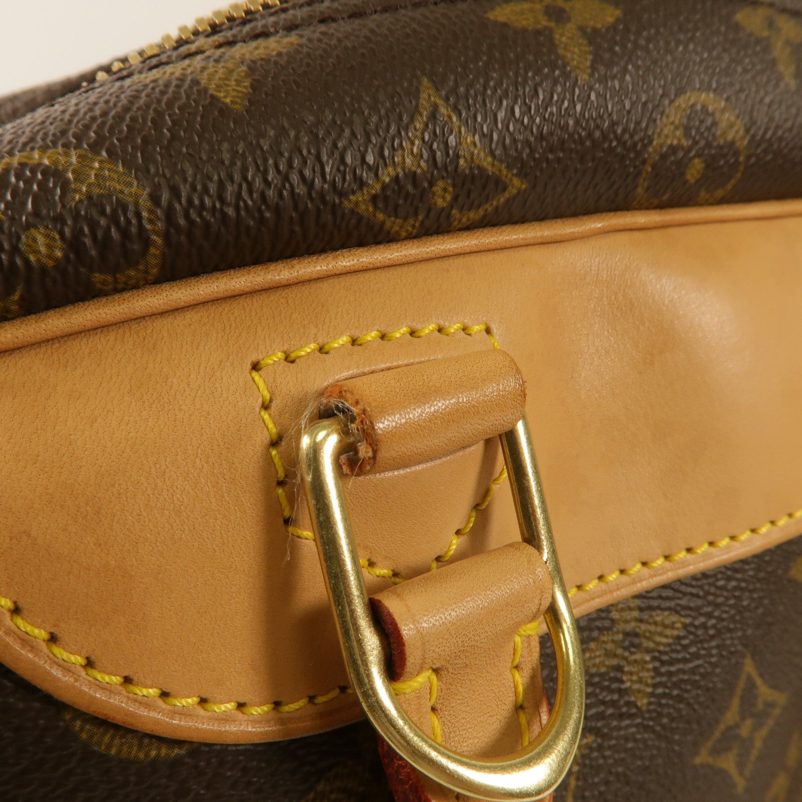 LOUIS VUITTON Monogram Deauville金扣手挽袋棕色