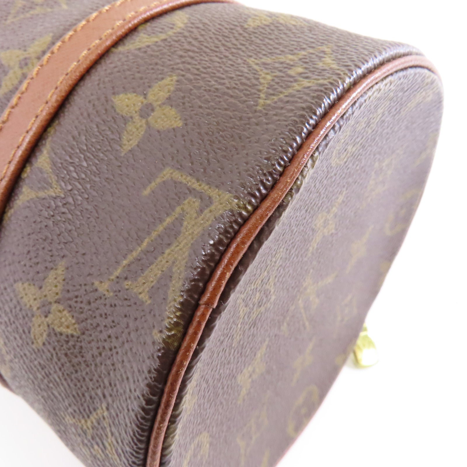 LOUIS VUITTON Monogram Papillon PM金扣手挽袋啡色