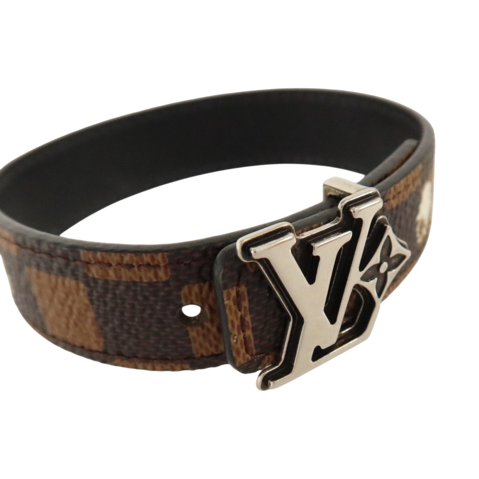 LOUIS VUITTON Damier Ebene Flower Damier Phriendship銀扣手鏈