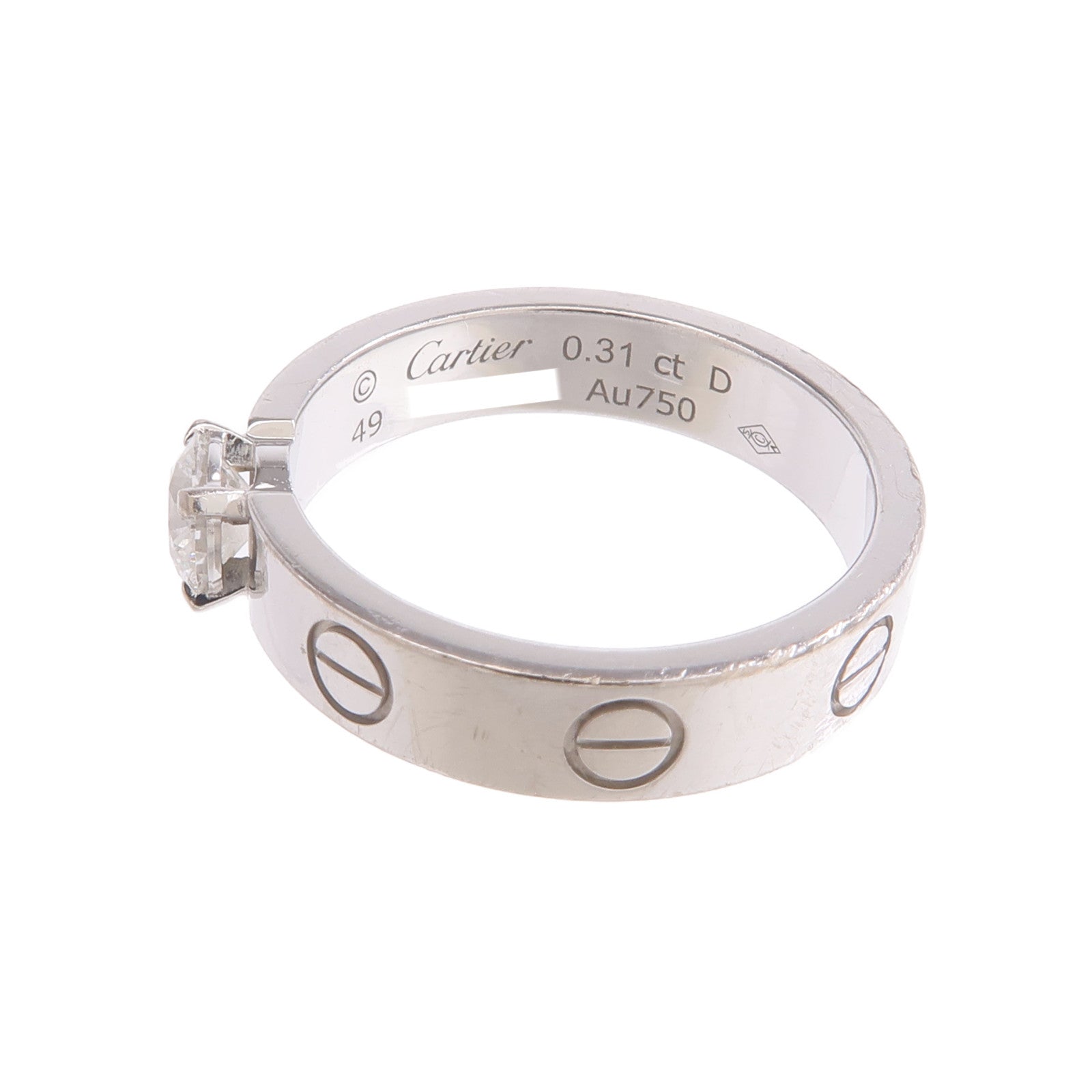 CARTIER 18K白金Love Solitaire Brilliant Cut Diamond Ring鑽石戒指
