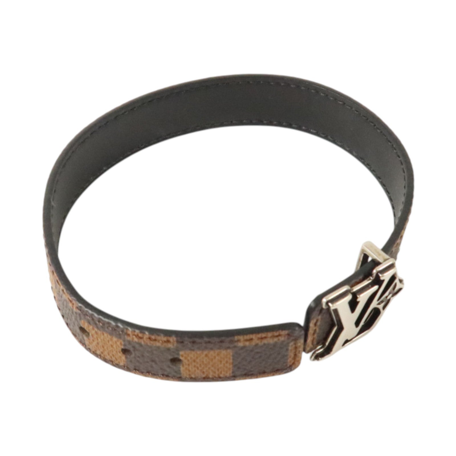 LOUIS VUITTON Damier Ebene Flower Damier Phriendship銀扣手鏈