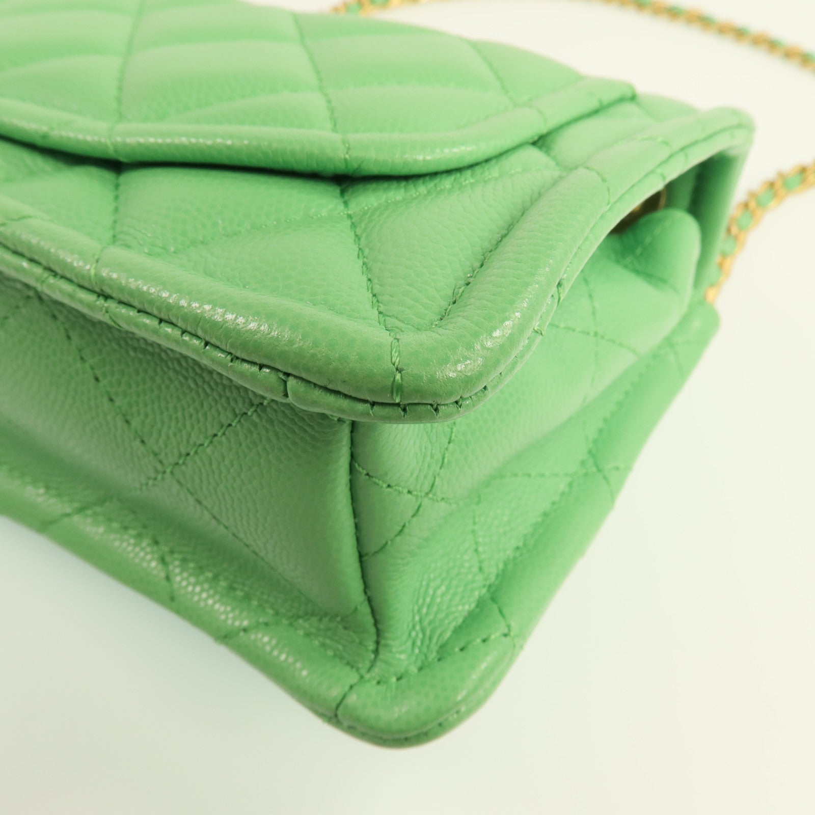 CHANEL 牛皮皮革Chain Shoulder金扣肩背包