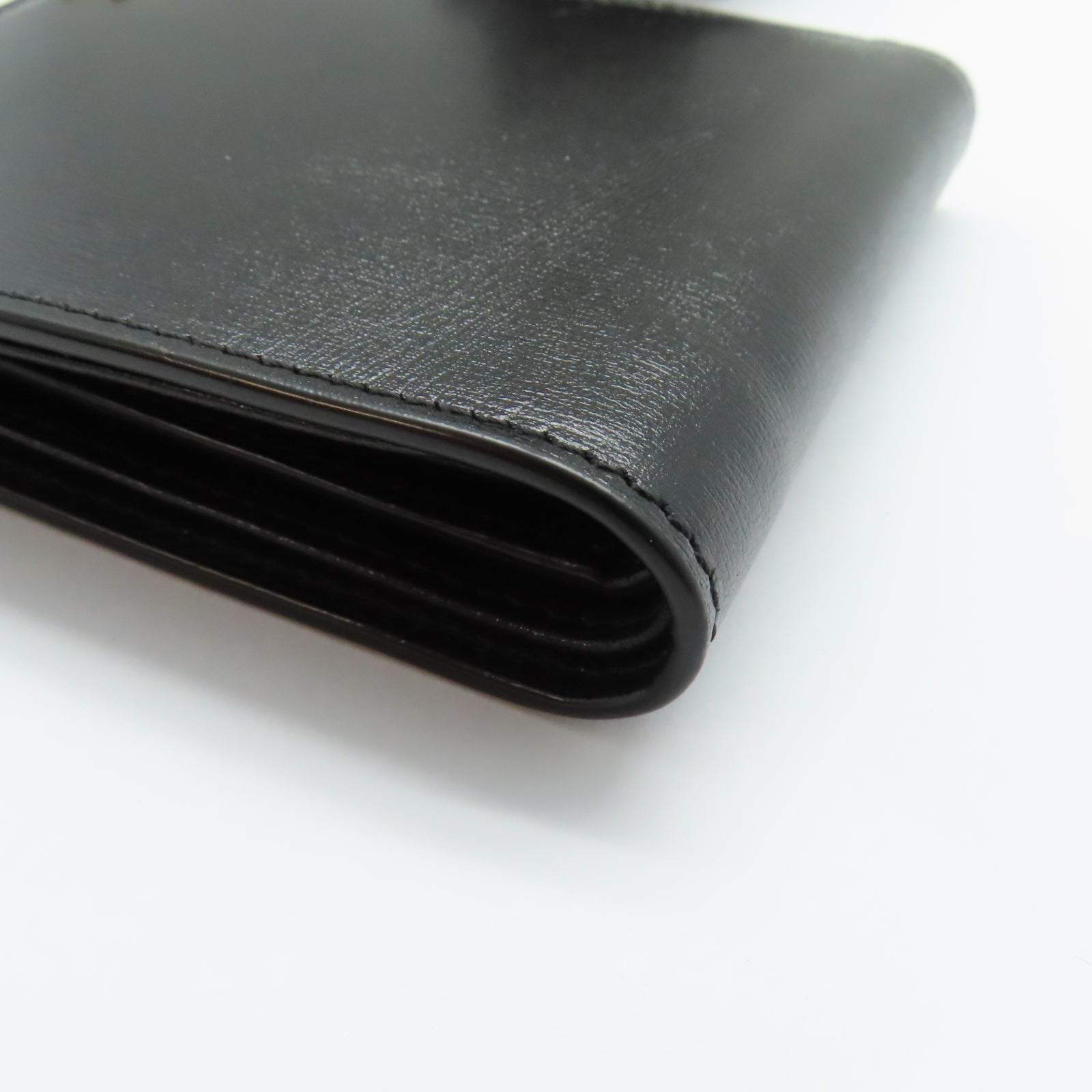 YVES SAINT LAURENT 牛皮皮革Wallet金扣錢包黑色