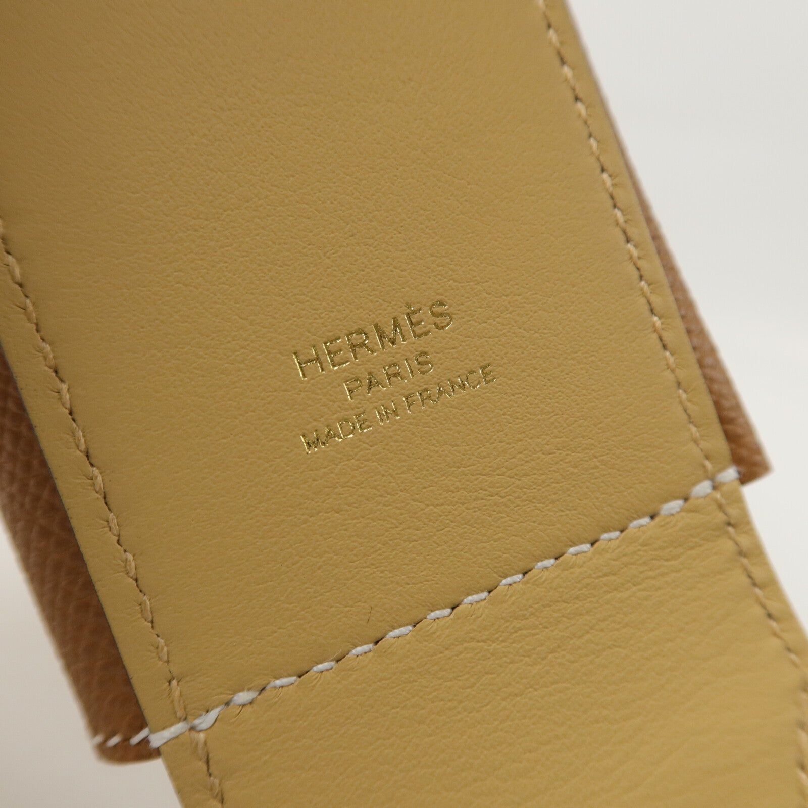 HERMES Epson/Swift皮革Kelly Pocket Strap肩帶Gold/Natural