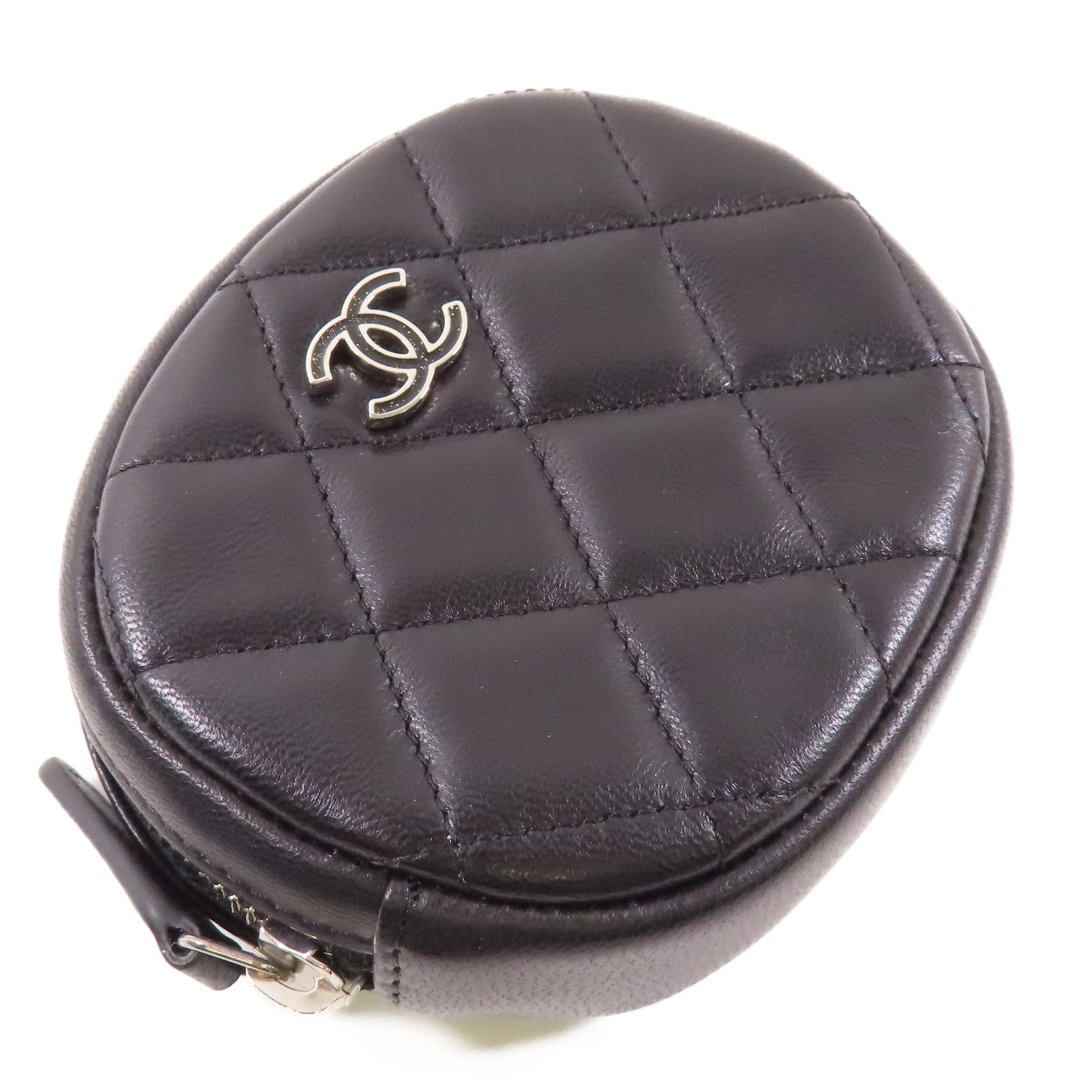 CHANEL 羊皮皮革Coin Case銀扣零錢包