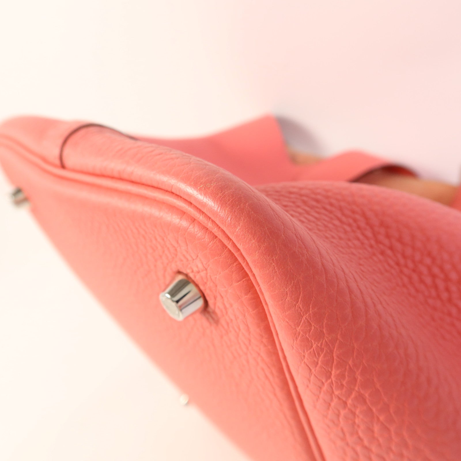 HERMES Clemence皮革Picotin MM銀扣手挽袋Rose Azalee