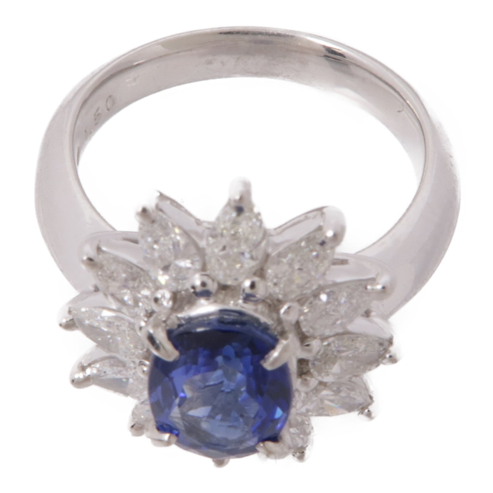 JEWELRY PT900鉑金Sapphire/Diamond Ring藍寶石/鑽石戒指US#5.75