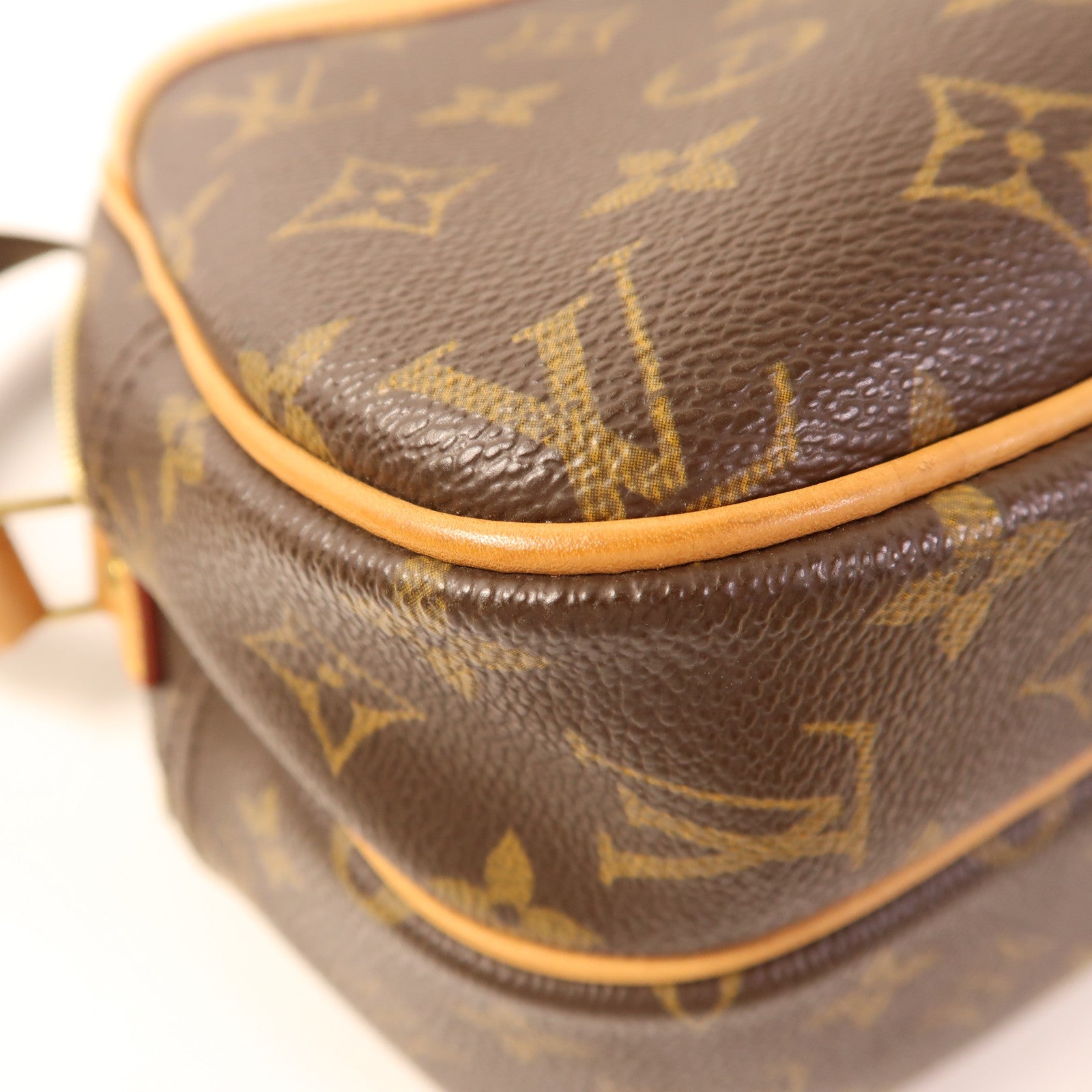 LOUIS VUITTON Monogram Reporter PM金扣肩背袋棕色