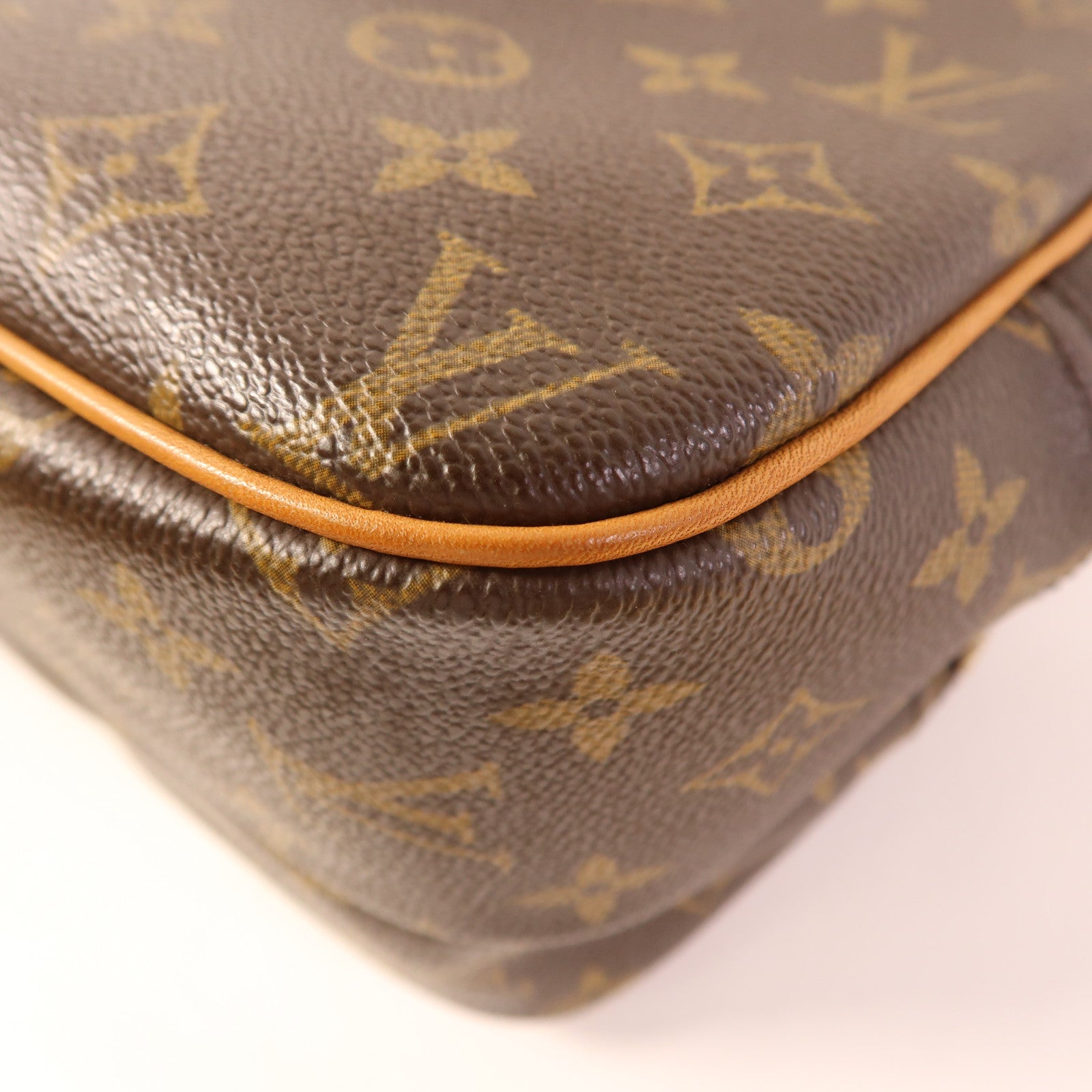 LOUIS VUITTON Monogram Reporter PM金扣肩背袋棕色