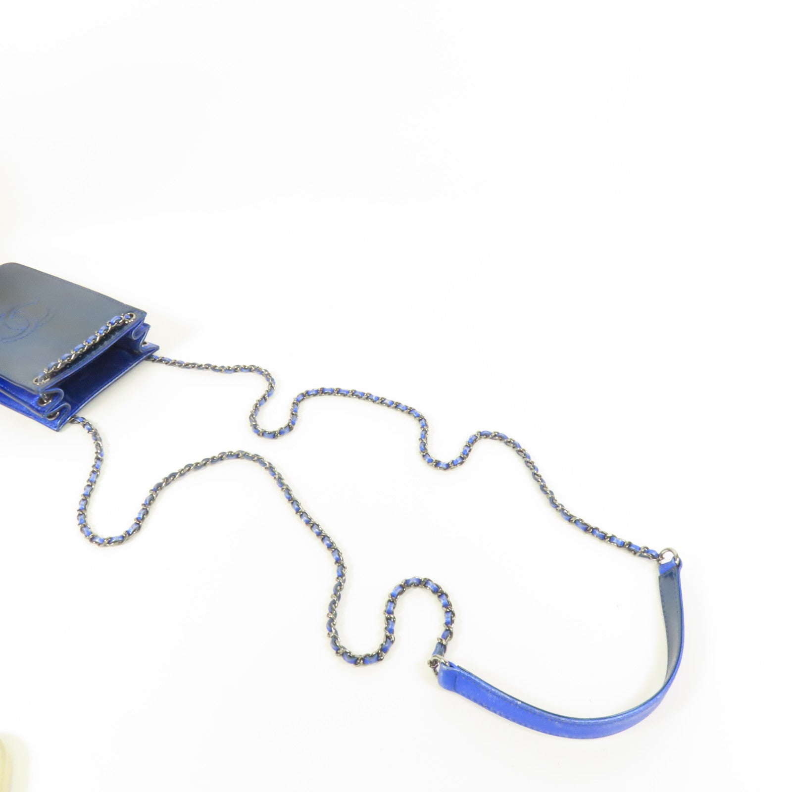 CHANEL 漆皮皮革Chain Shoulder銀扣鏈帶肩背袋