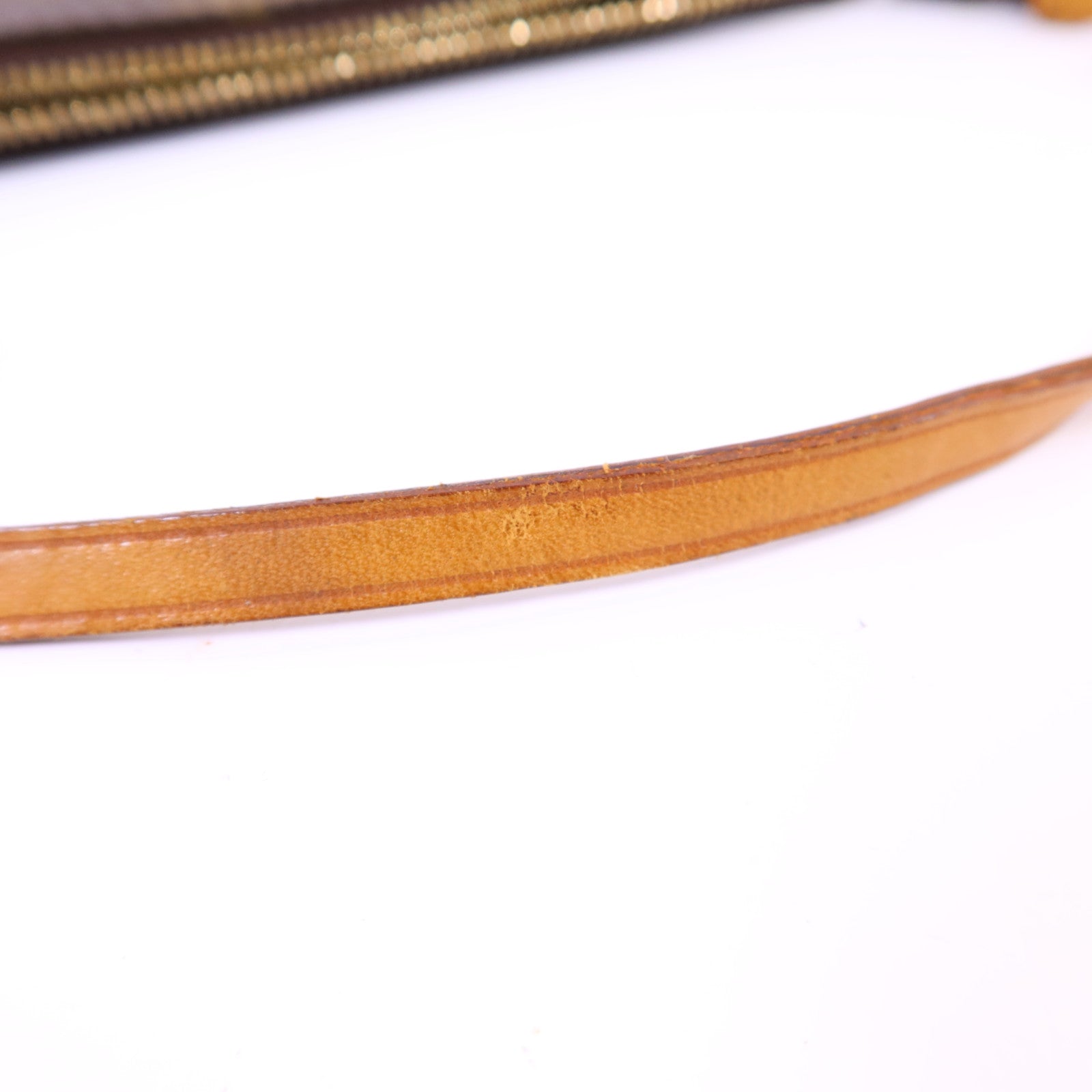 LOUIS VUITTON Monogram Pochette Accessoires金扣手挽袋棕色