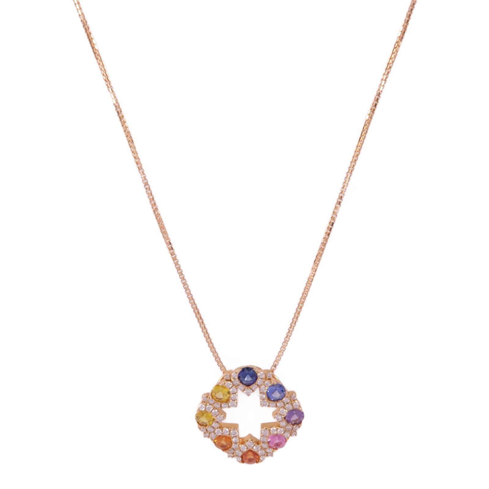 JEWELRY 【激減優惠】18K玫瑰金Sapphire/Diamond Necklace彩色藍寶石/鑽石項鍊