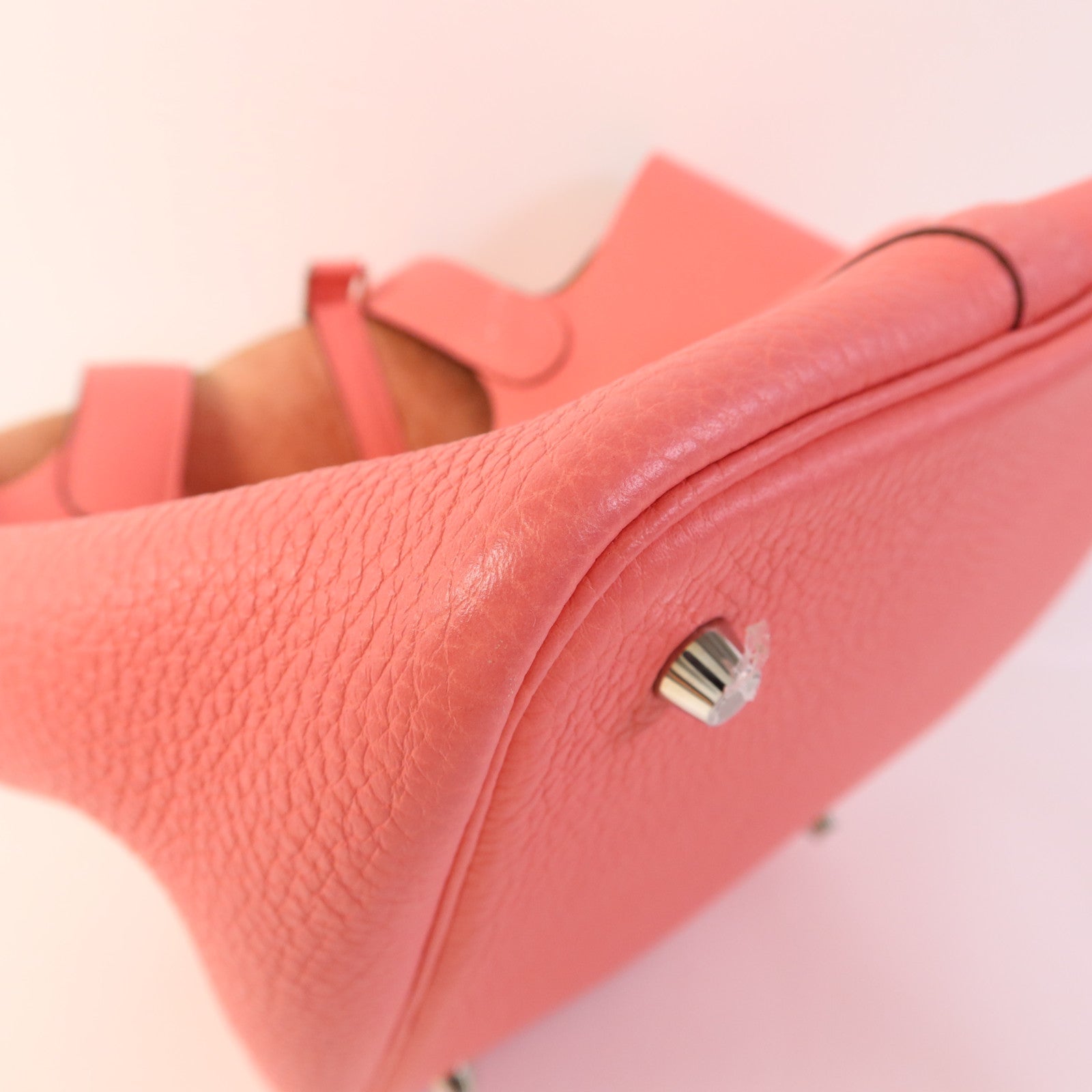 HERMES Clemence皮革Picotin MM銀扣手挽袋Rose Azalee