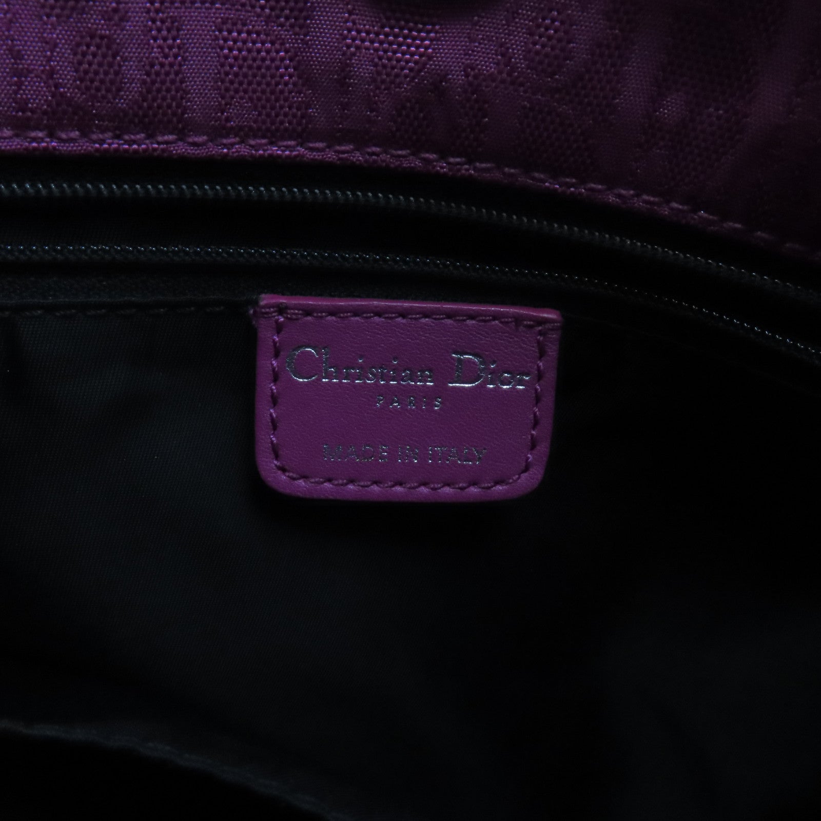Dior 尼龍Logo Bow銀扣肩背袋紫色