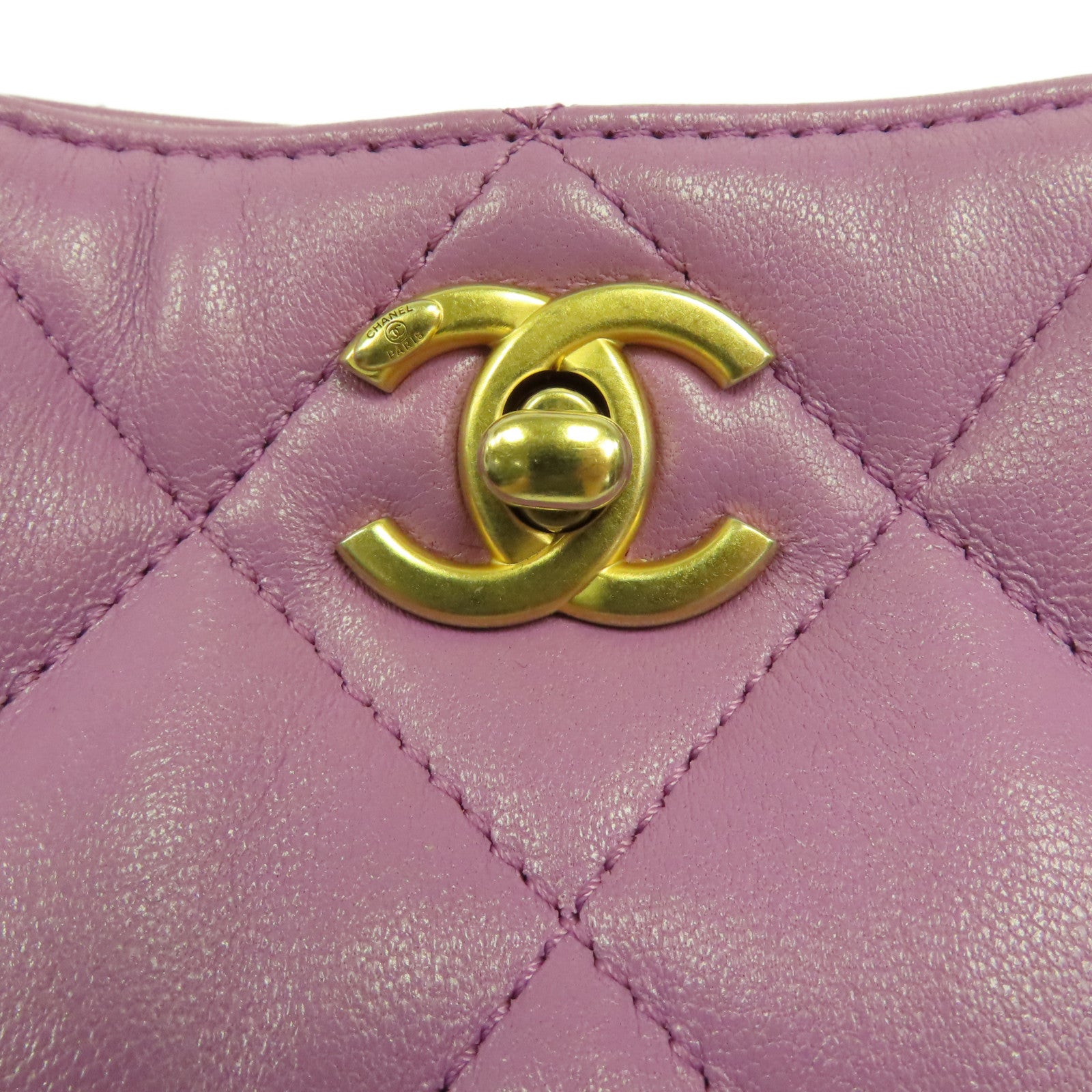 CHANEL 羊皮皮革Hobo金扣鏈帶肩背袋