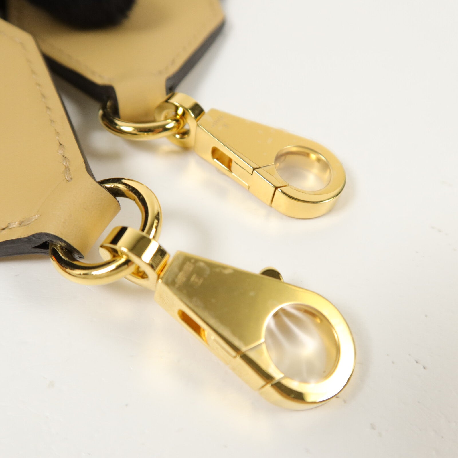 HERMES Epson/Swift皮革Kelly Pocket Strap肩帶Gold/Natural