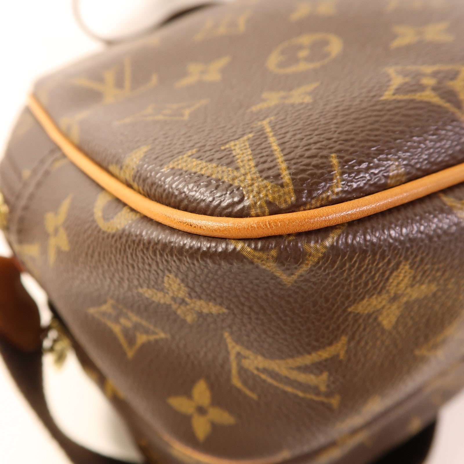 LOUIS VUITTON Monogram Reporter PM金扣肩背袋棕色