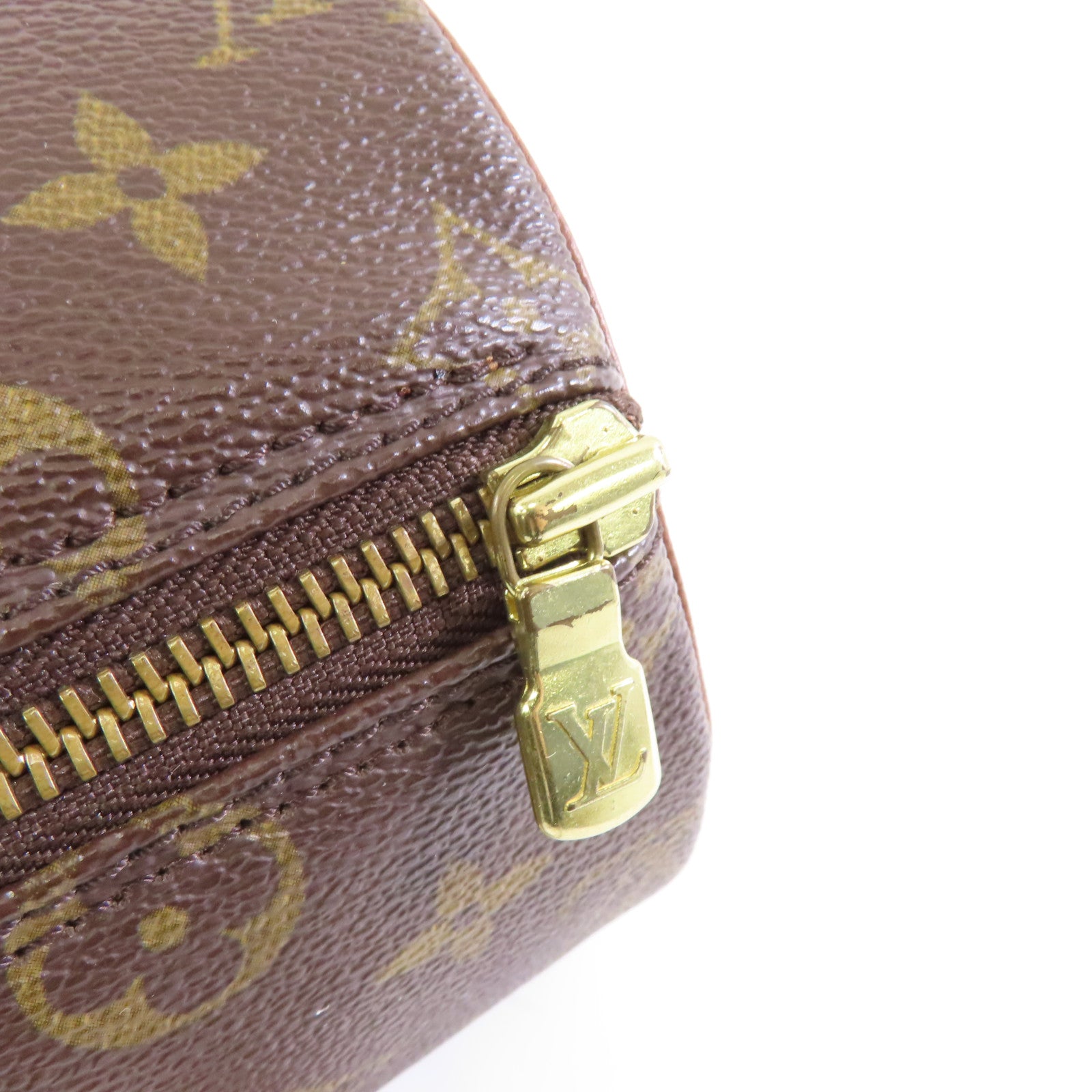 LOUIS VUITTON Monogram Papillon PM金扣手挽袋啡色