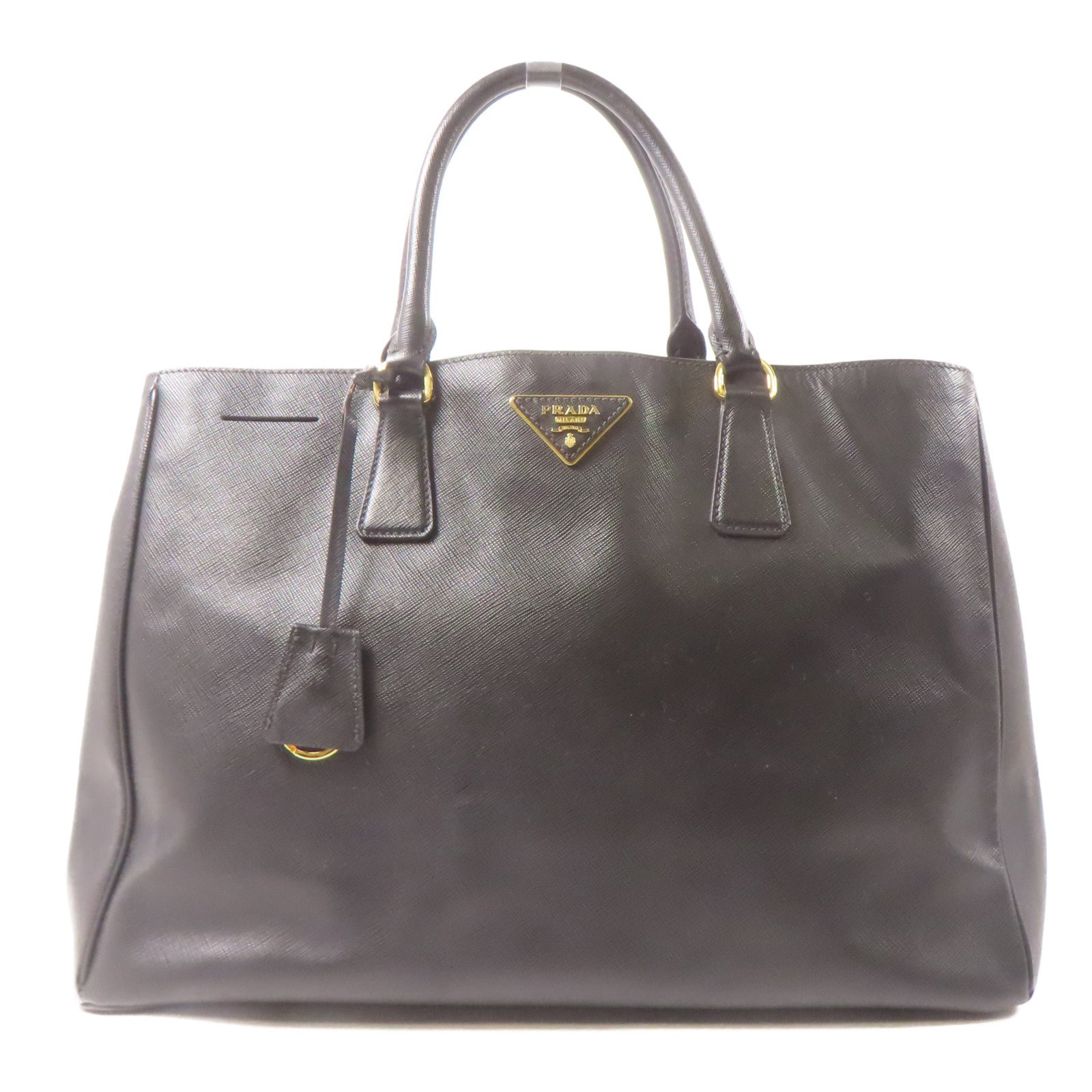 PRADA Saffiano皮革Tote Bag金扣手挽袋黑色