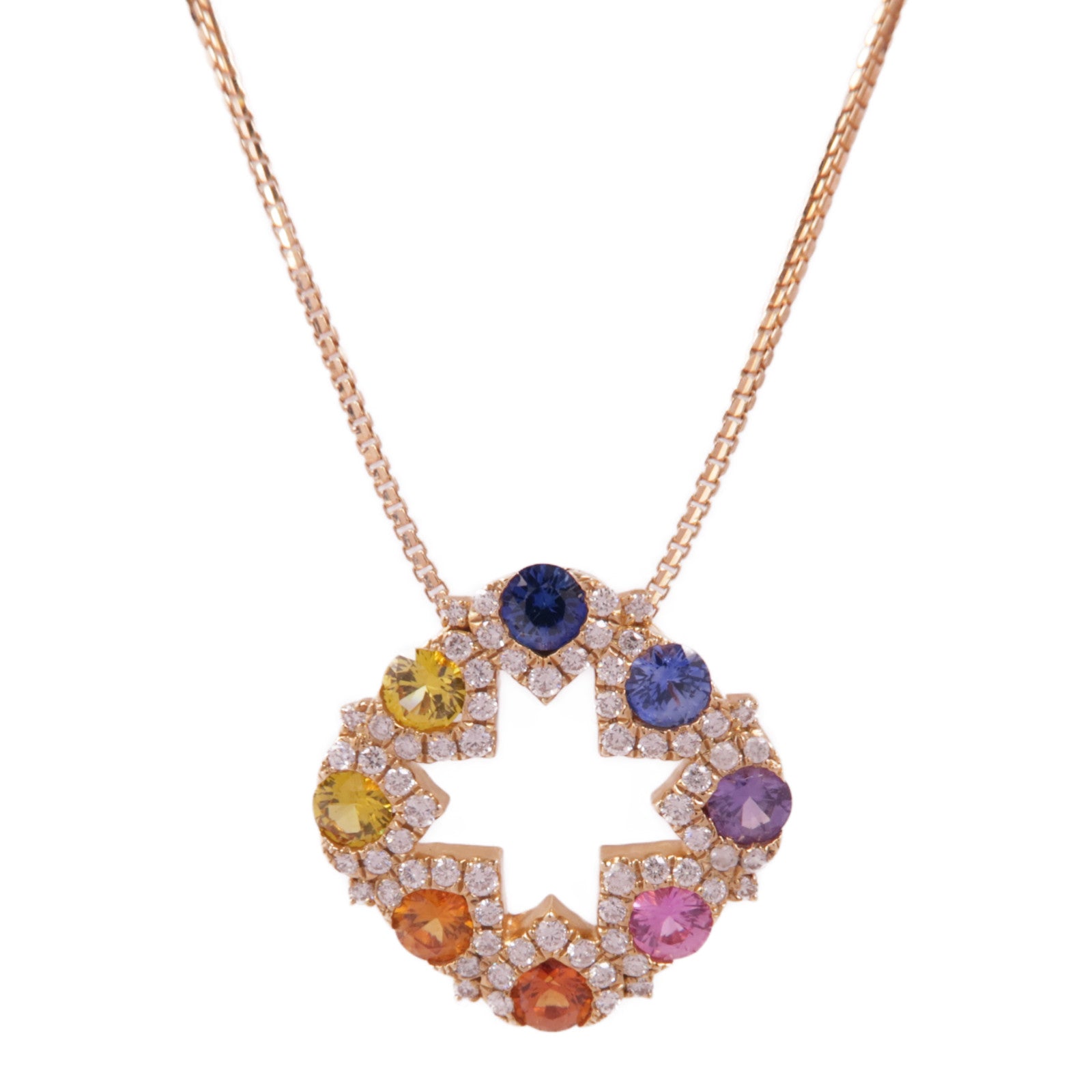 JEWELRY 【激減優惠】18K玫瑰金Sapphire/Diamond Necklace彩色藍寶石/鑽石項鍊