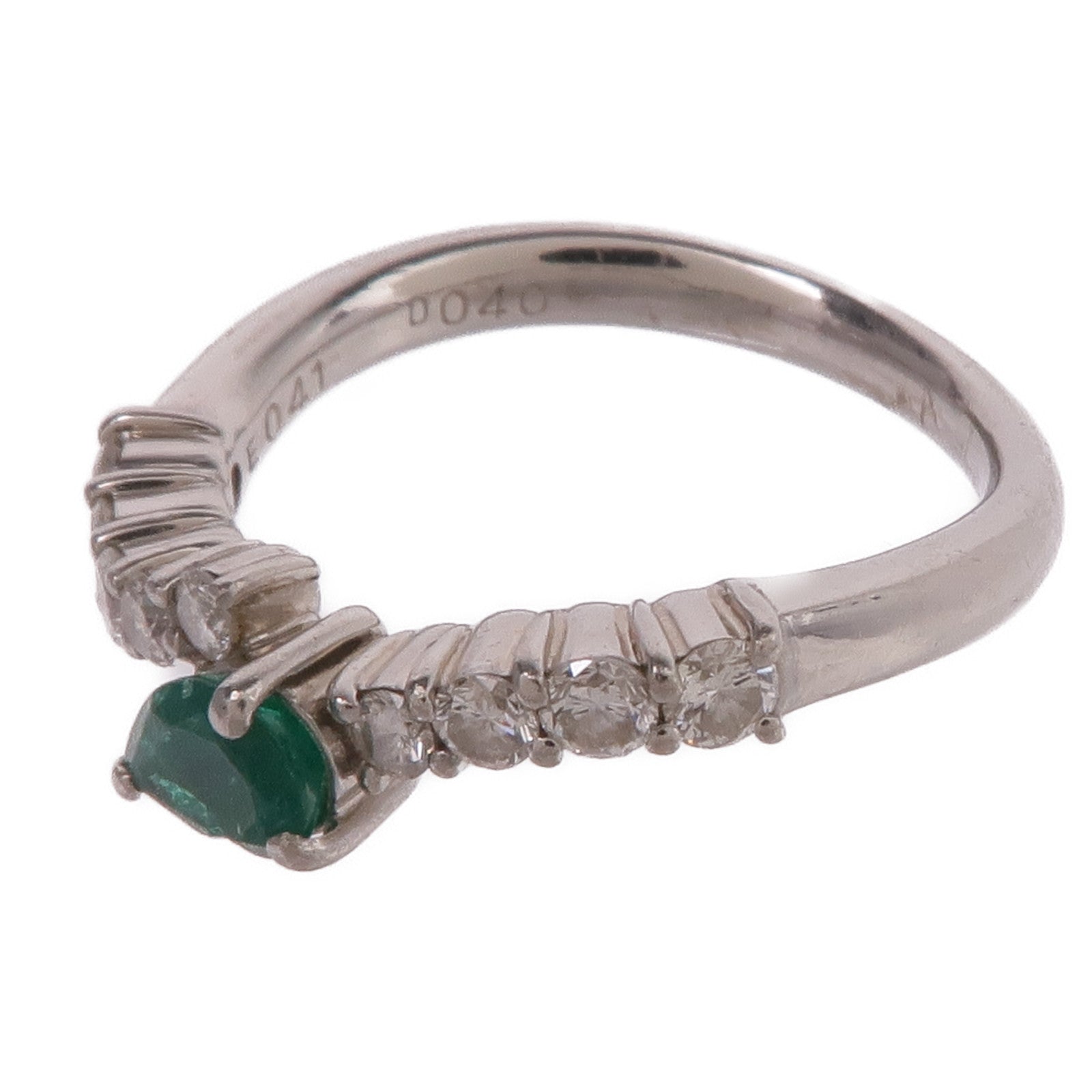 JEWELRY PT900鉑金Emerald Diamond Ring綠寶石/鑽石戒指US#6.5