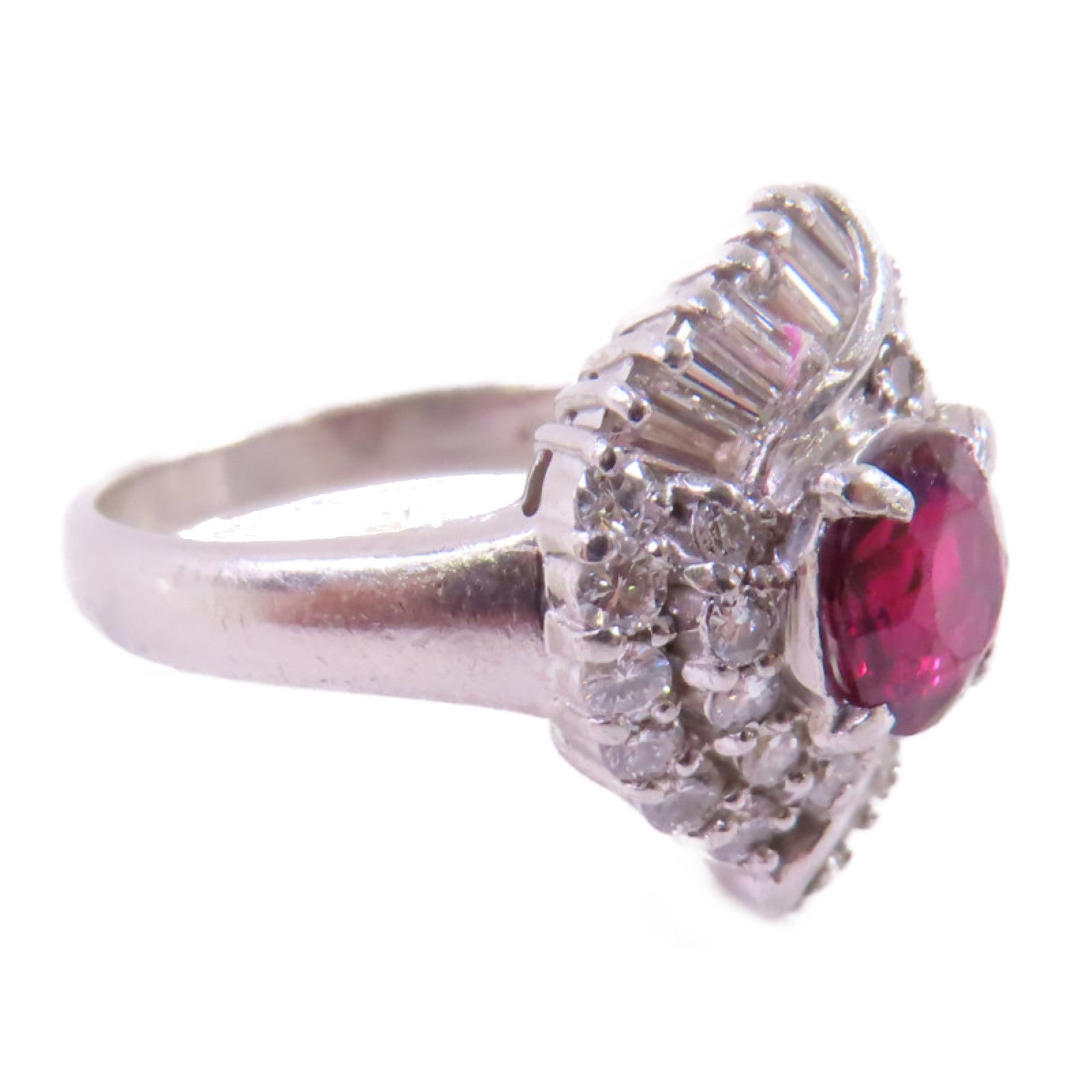 Jewelry Ruby Diamond Ring US#5.5 PT900 Platinum