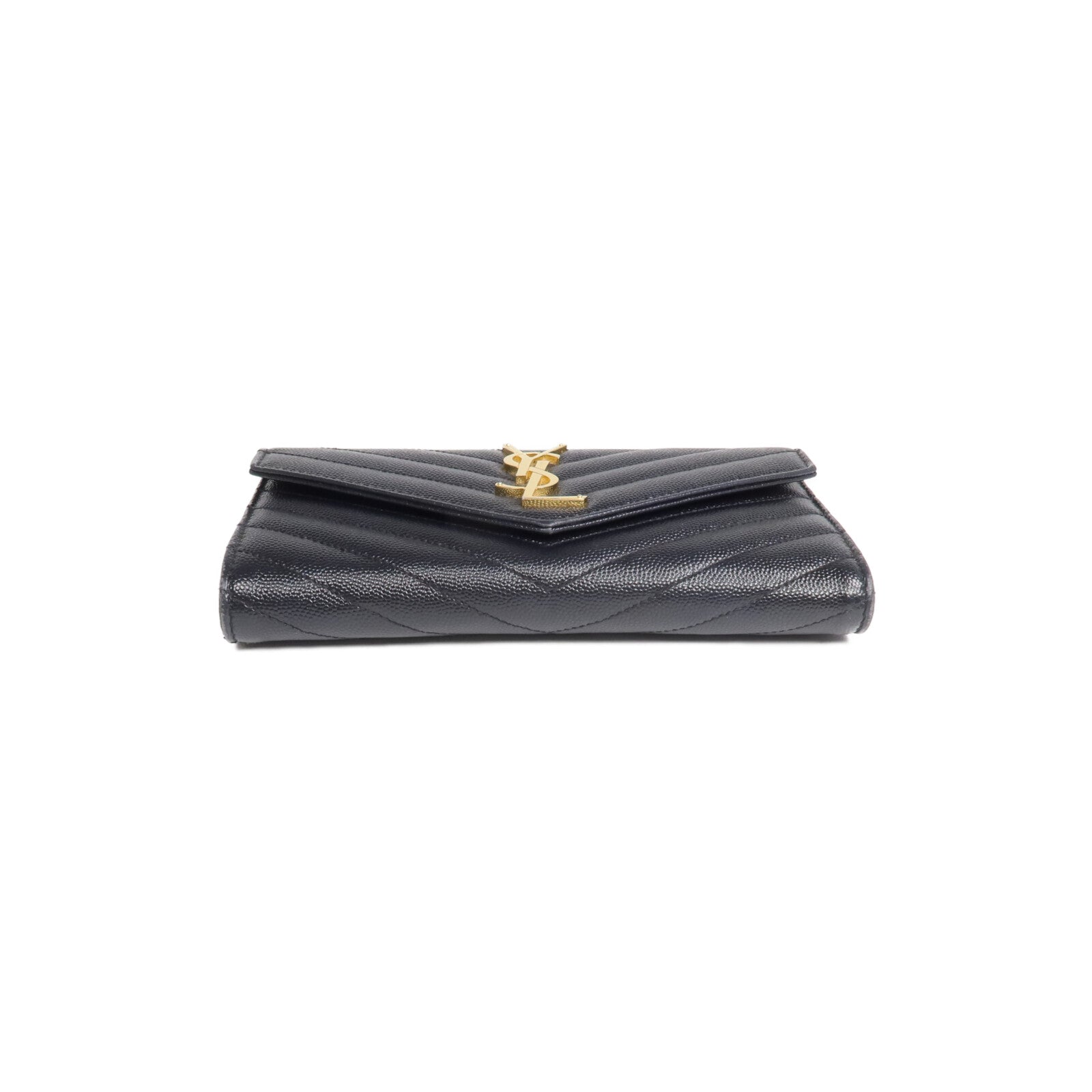 YVES SAINT LAURENT 牛皮皮革Long Wallet金扣長錢包