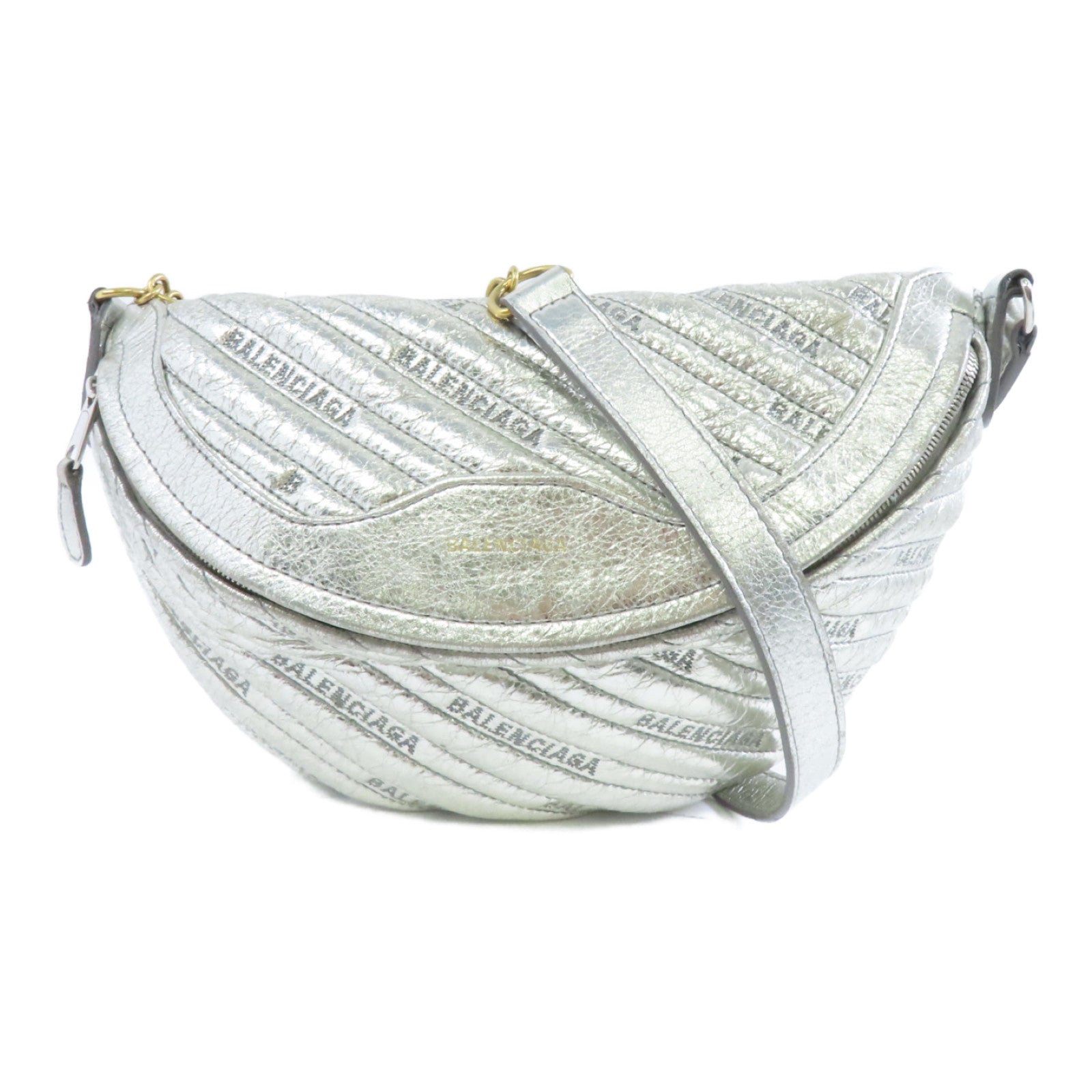 BALENCIAGA 【激減優惠】牛皮皮革Belt/Waist Bag金扣/銀扣腰包銀色