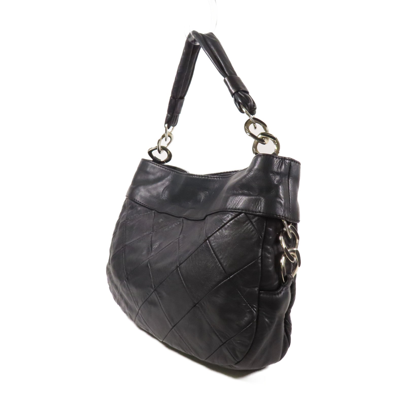 CHANEL 牛皮皮革Shoulder Bag銀扣肩背袋