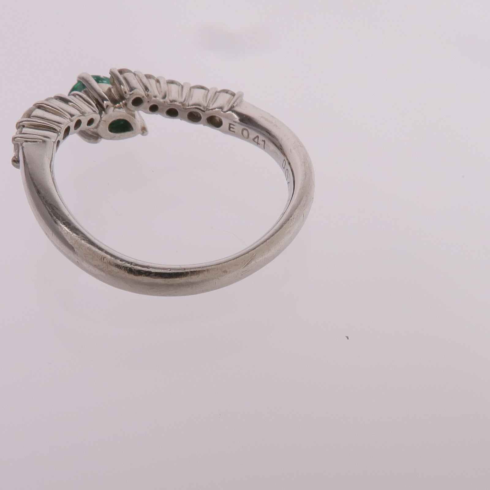 JEWELRY PT900鉑金Emerald Diamond Ring綠寶石/鑽石戒指US#6.5