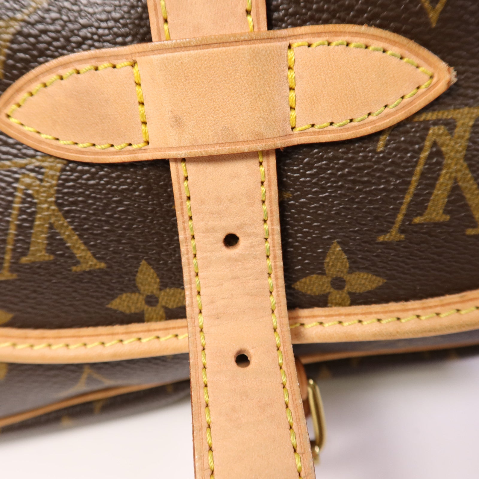 LOUIS VUITTON Monogram Saumur 30金扣肩背袋棕色