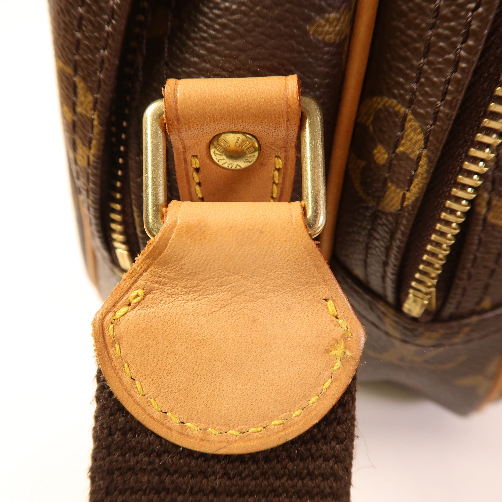 LOUIS VUITTON Monogram Reporter PM金扣肩背袋棕色