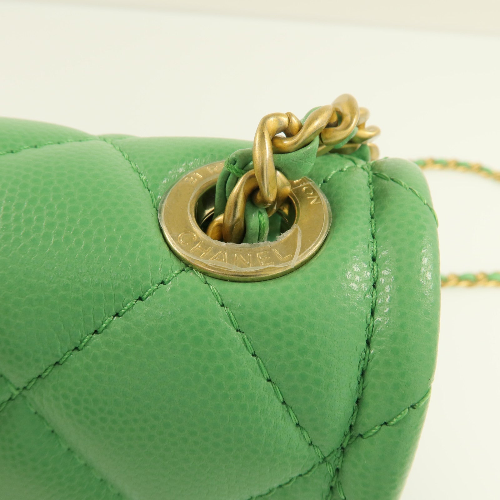 CHANEL 牛皮皮革Chain Shoulder金扣肩背包