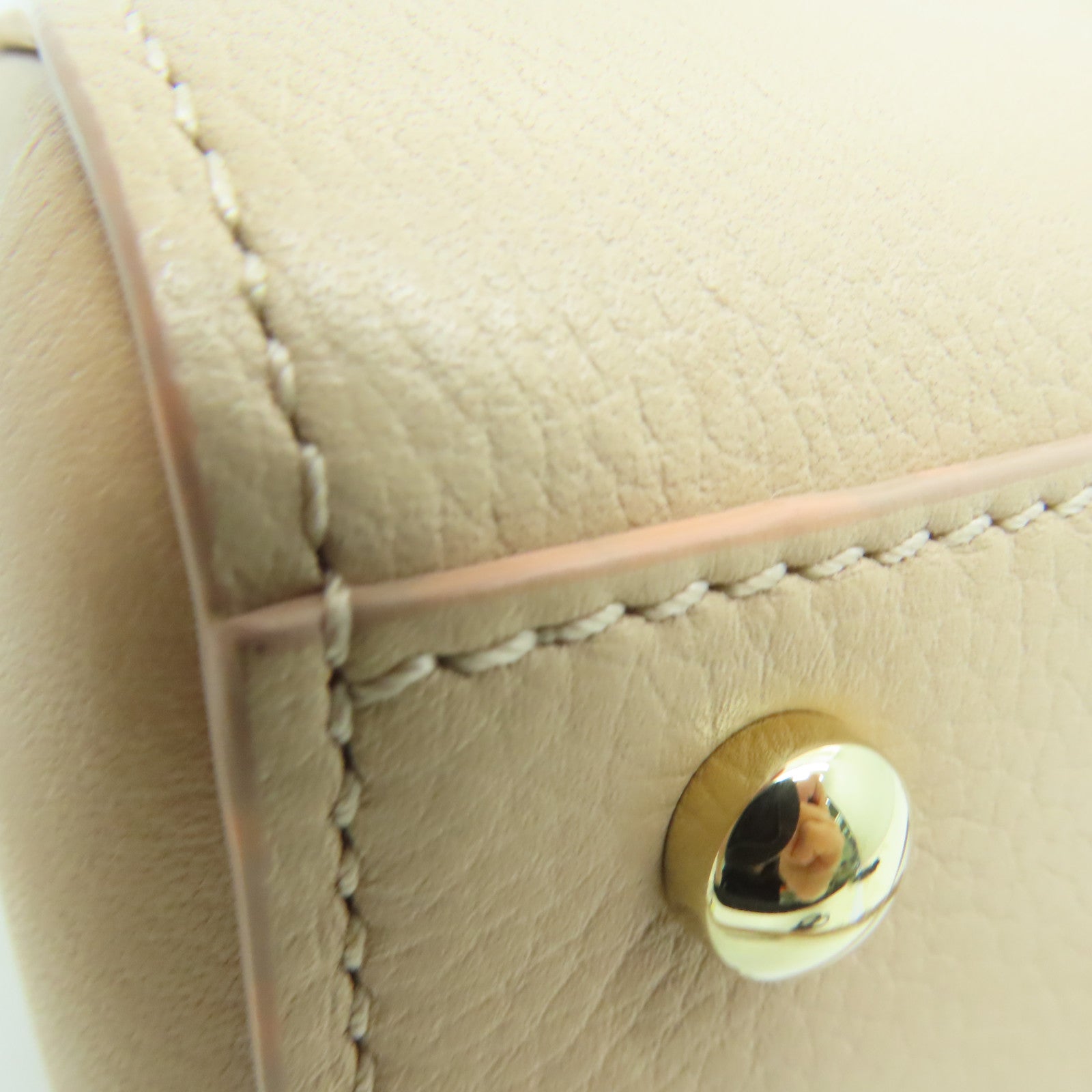 CHANEL Caviar皮革2Way Shoulder金扣手挽肩背两用袋米色い