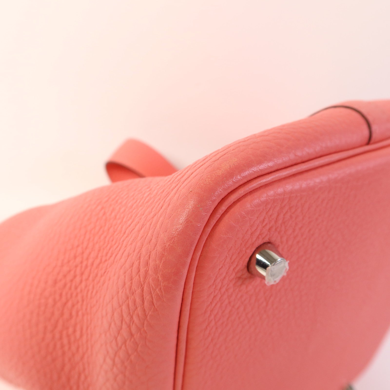 HERMES Clemence皮革Picotin MM銀扣手挽袋Rose Azalee