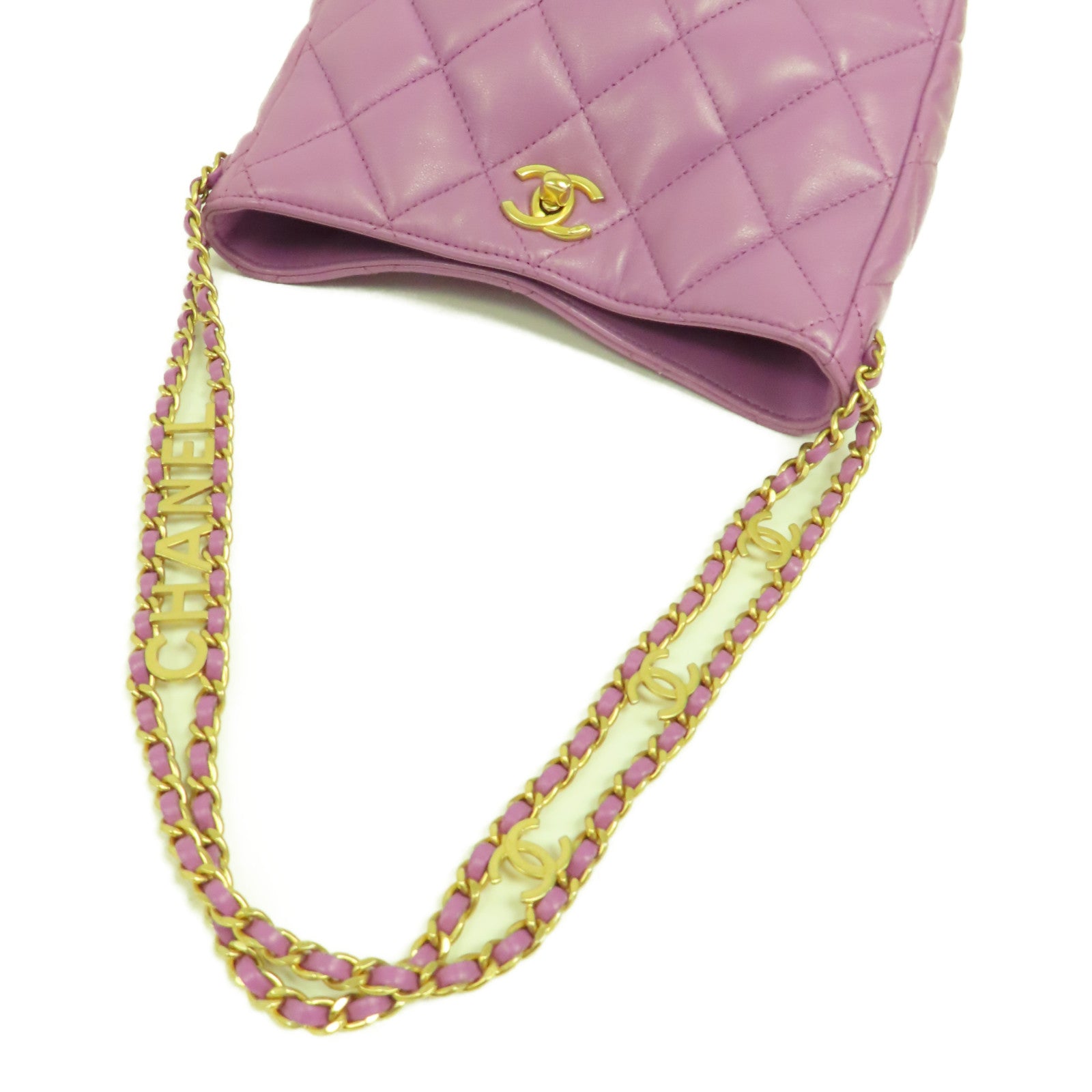 CHANEL 羊皮皮革Hobo金扣鏈帶肩背袋