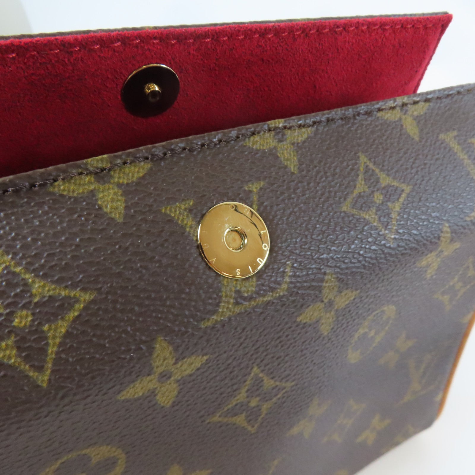LOUIS VUITTON Monogram Recital Monogram金扣手挽袋啡色