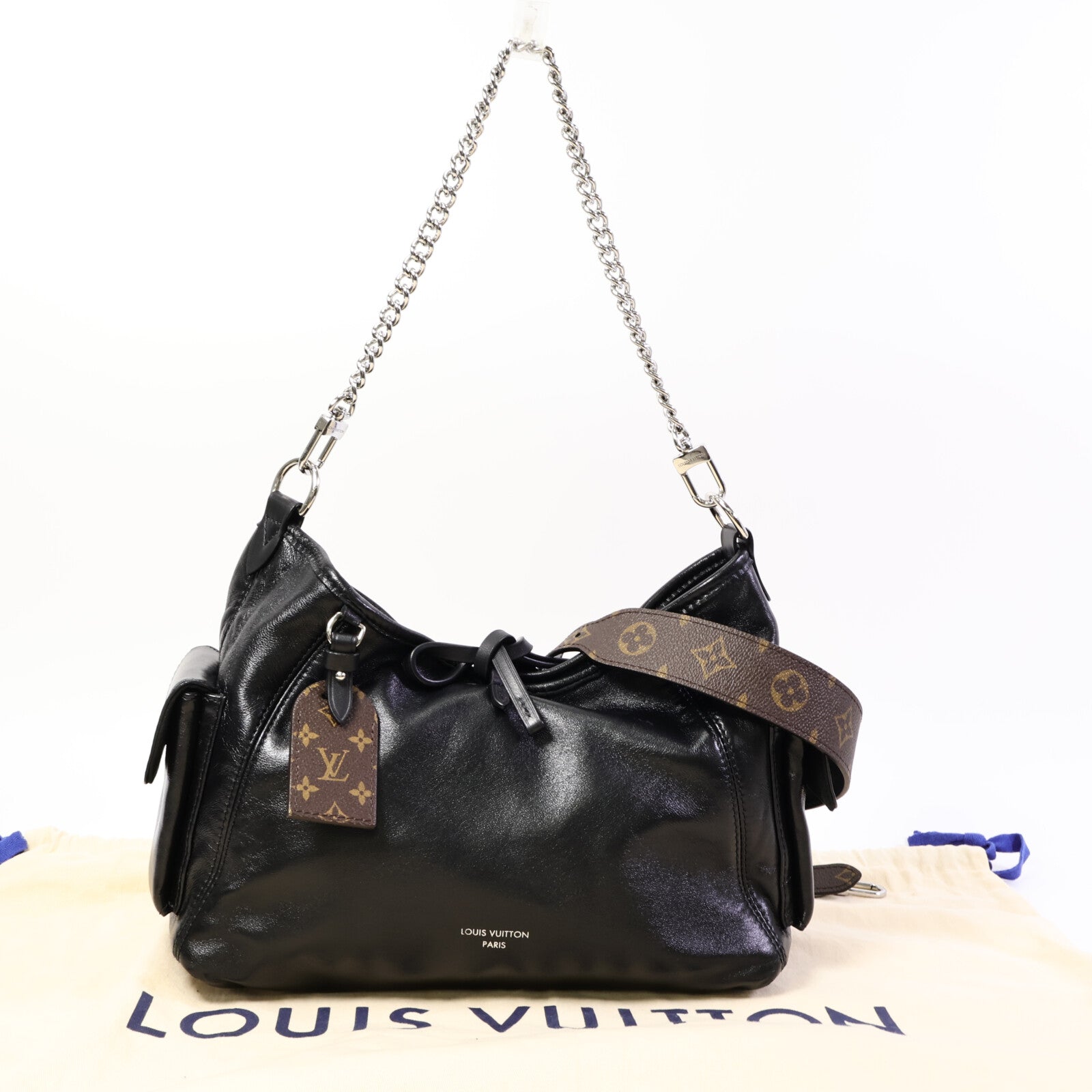 LOUIS VUITTON 羊皮皮革Carry All Vibe PM銀扣手挽肩背兩用袋