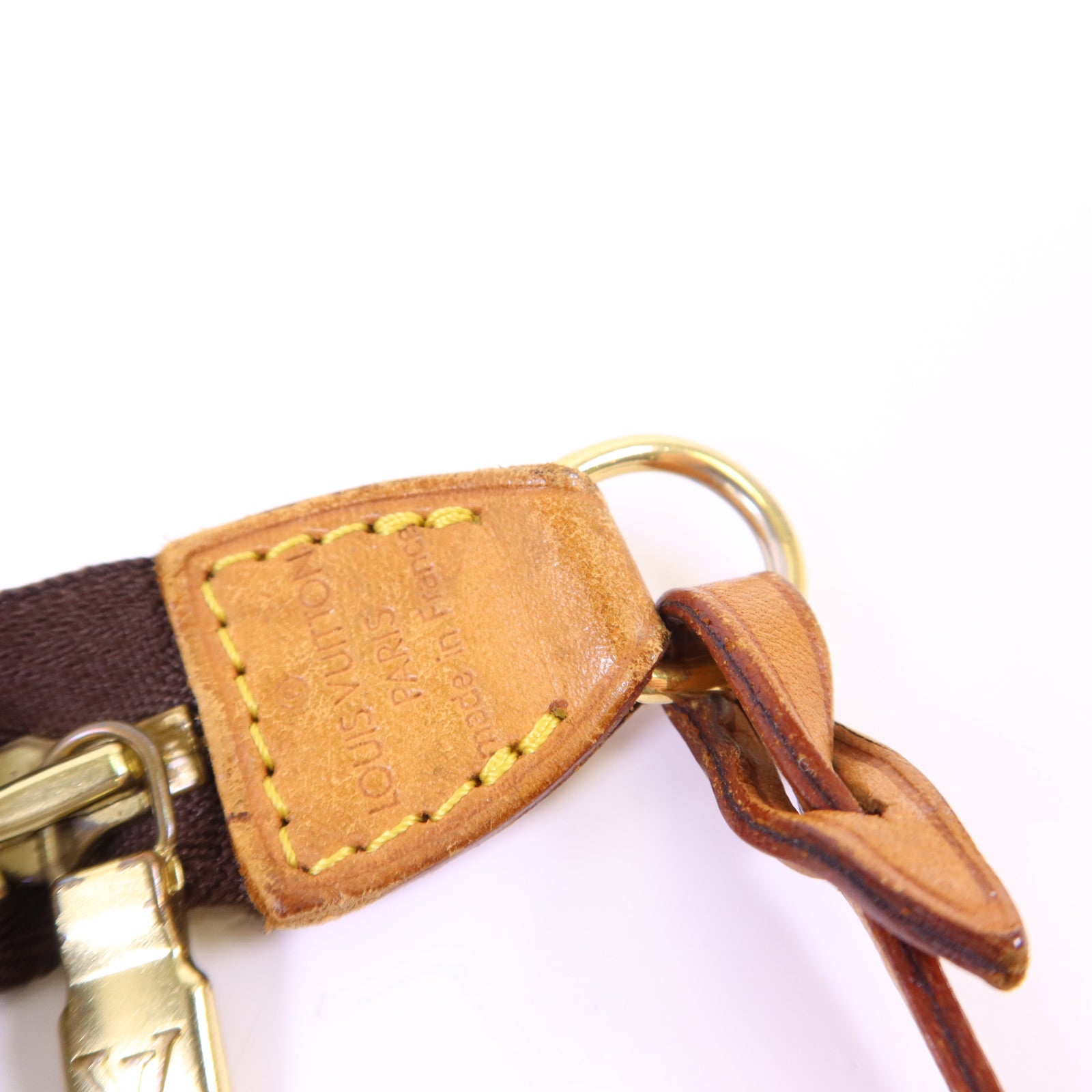 LOUIS VUITTON Monogram Pochette Accessoires金扣手挽袋棕色