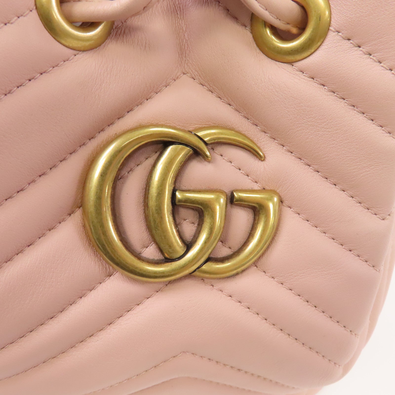 GUCCI 牛皮皮革GG Marmont金扣手挽肩背兩用袋粉紅色