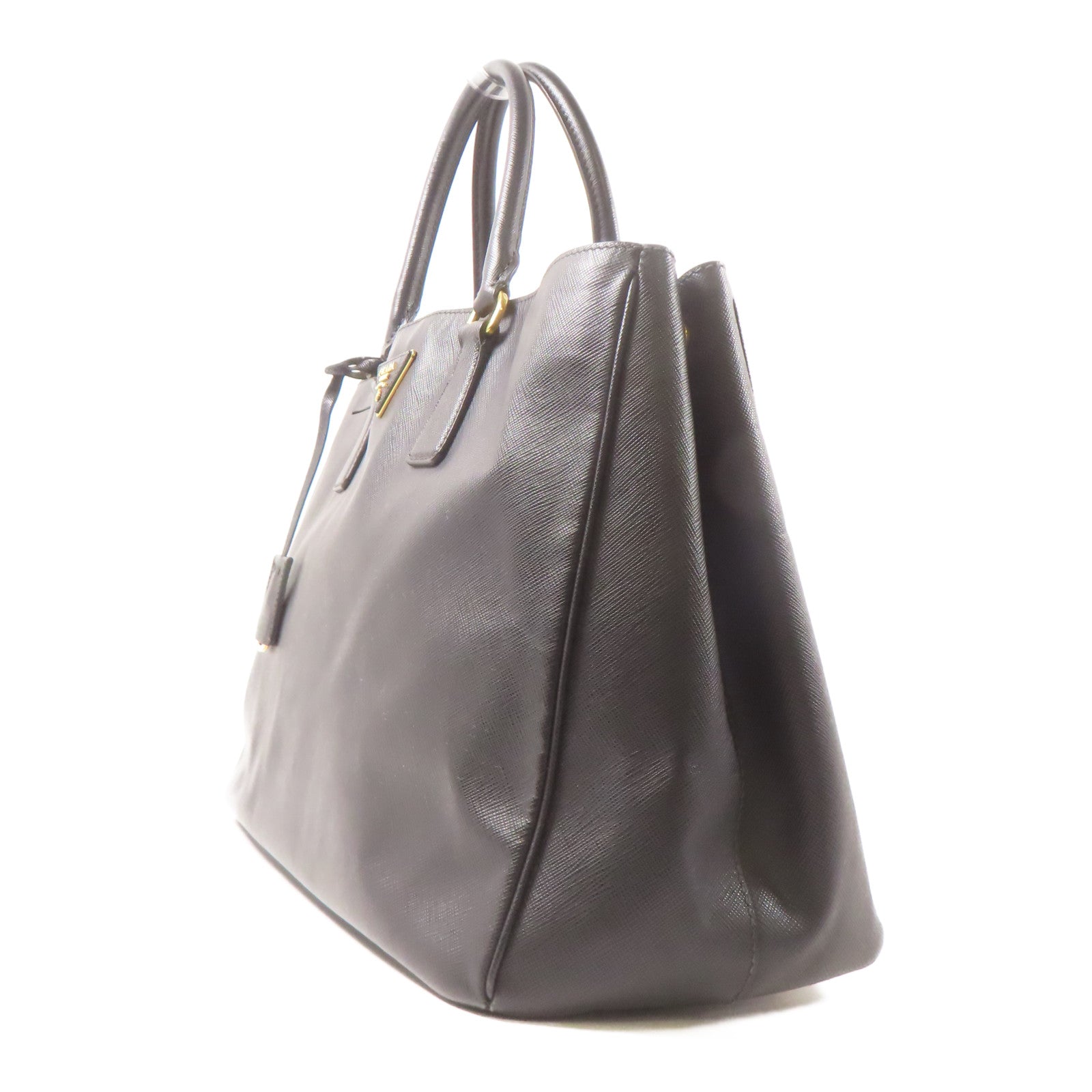 PRADA Saffiano皮革Tote Bag金扣手挽袋黑色