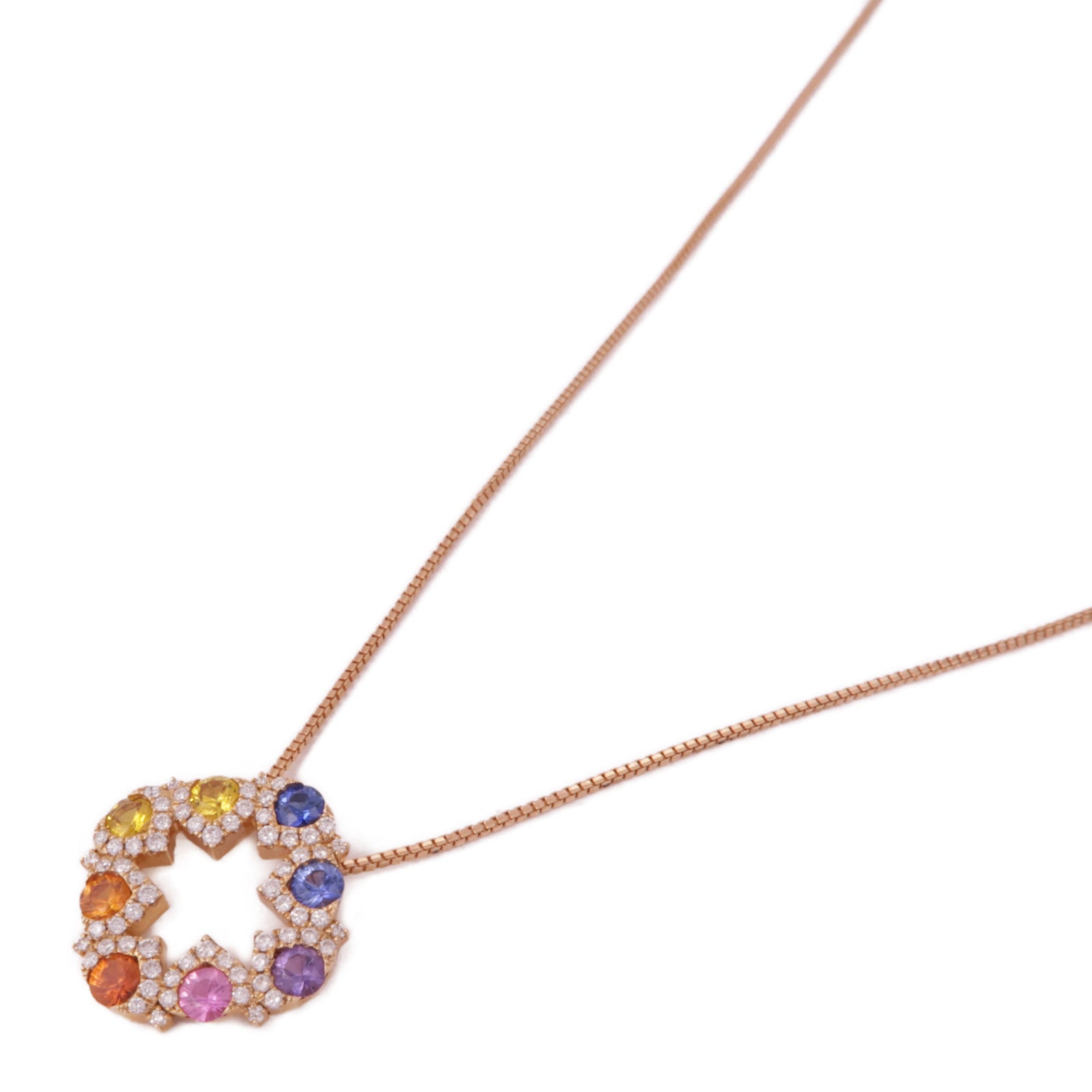 JEWELRY 【激減優惠】18K玫瑰金Sapphire/Diamond Necklace彩色藍寶石/鑽石項鍊