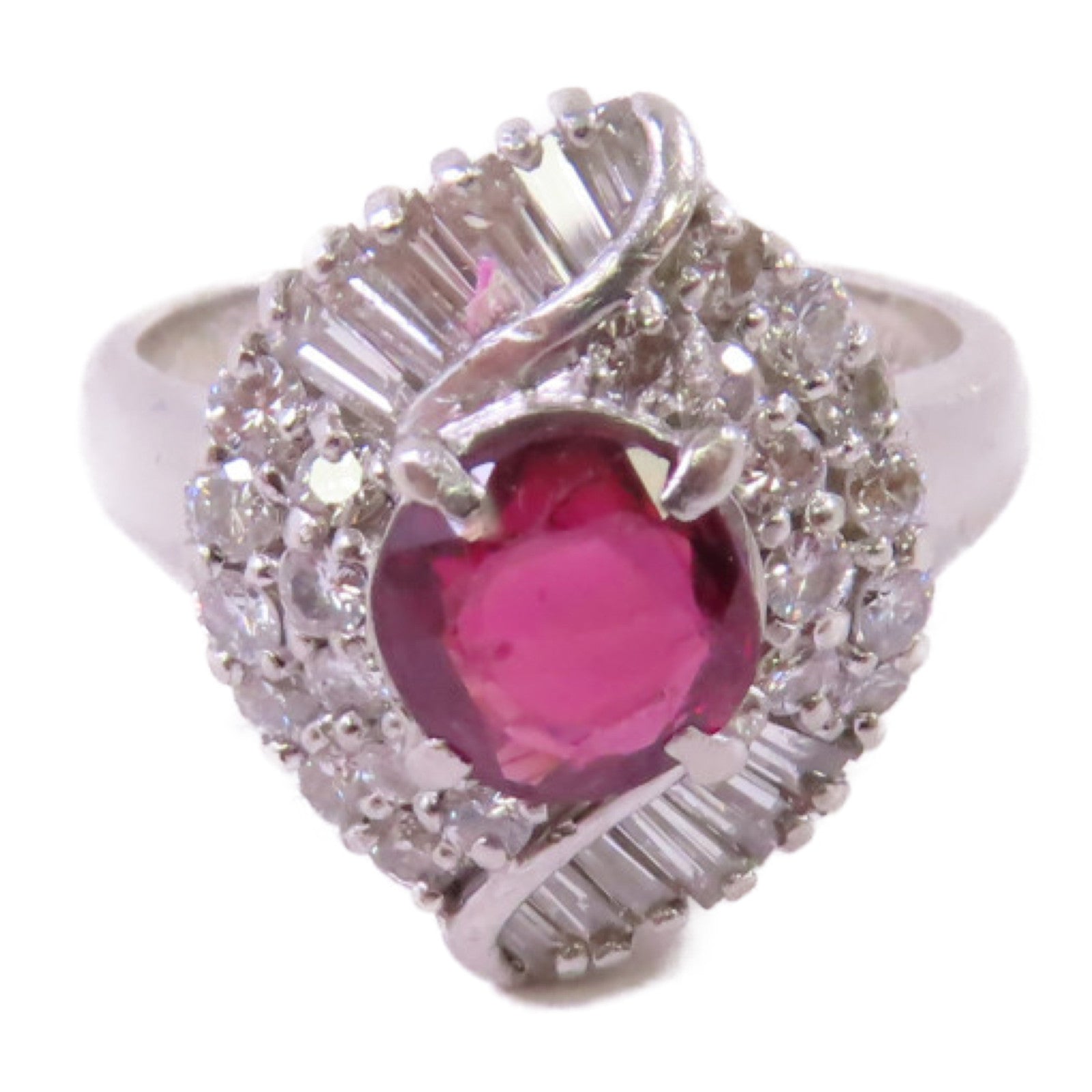 Jewelry Ruby Diamond Ring US#5.5 PT900 Platinum