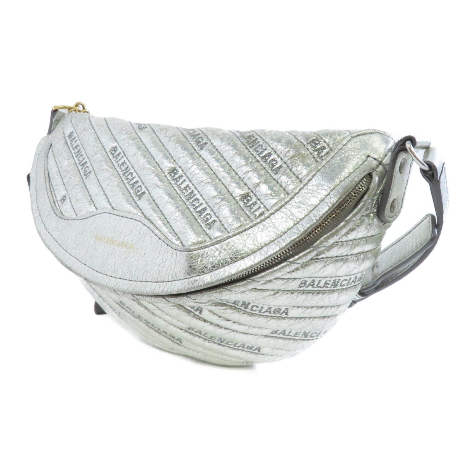 BALENCIAGA 【激減優惠】牛皮皮革Belt/Waist Bag金扣/銀扣腰包銀色