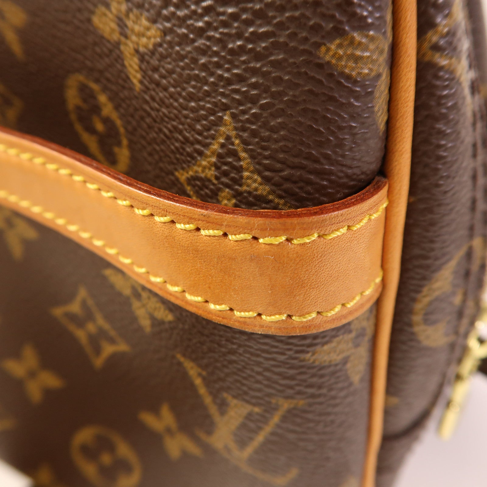 LOUIS VUITTON Monogram Reporter PM金扣肩背袋棕色