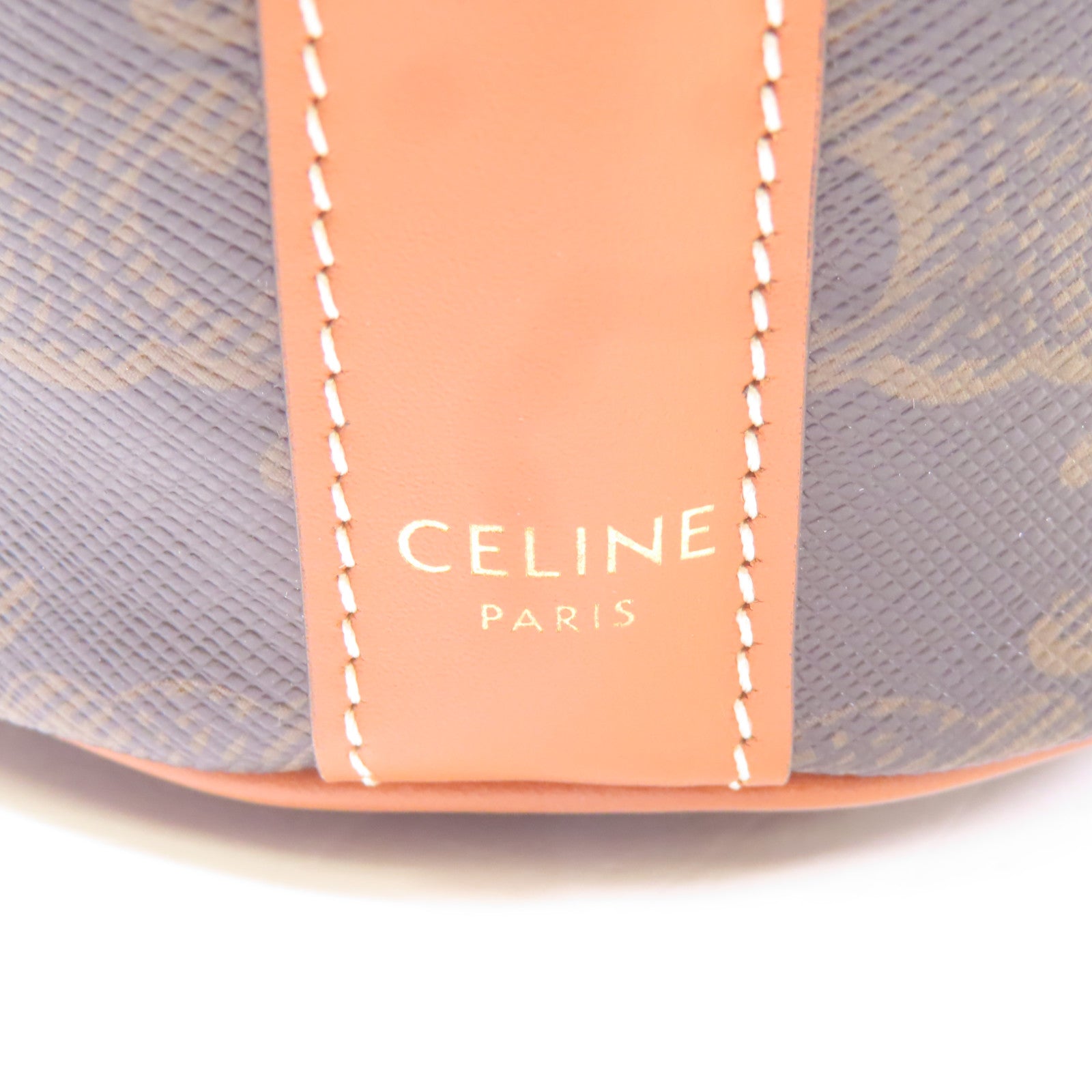 CELINE 塗層帆布Drawstring Bag金扣肩背袋啡色