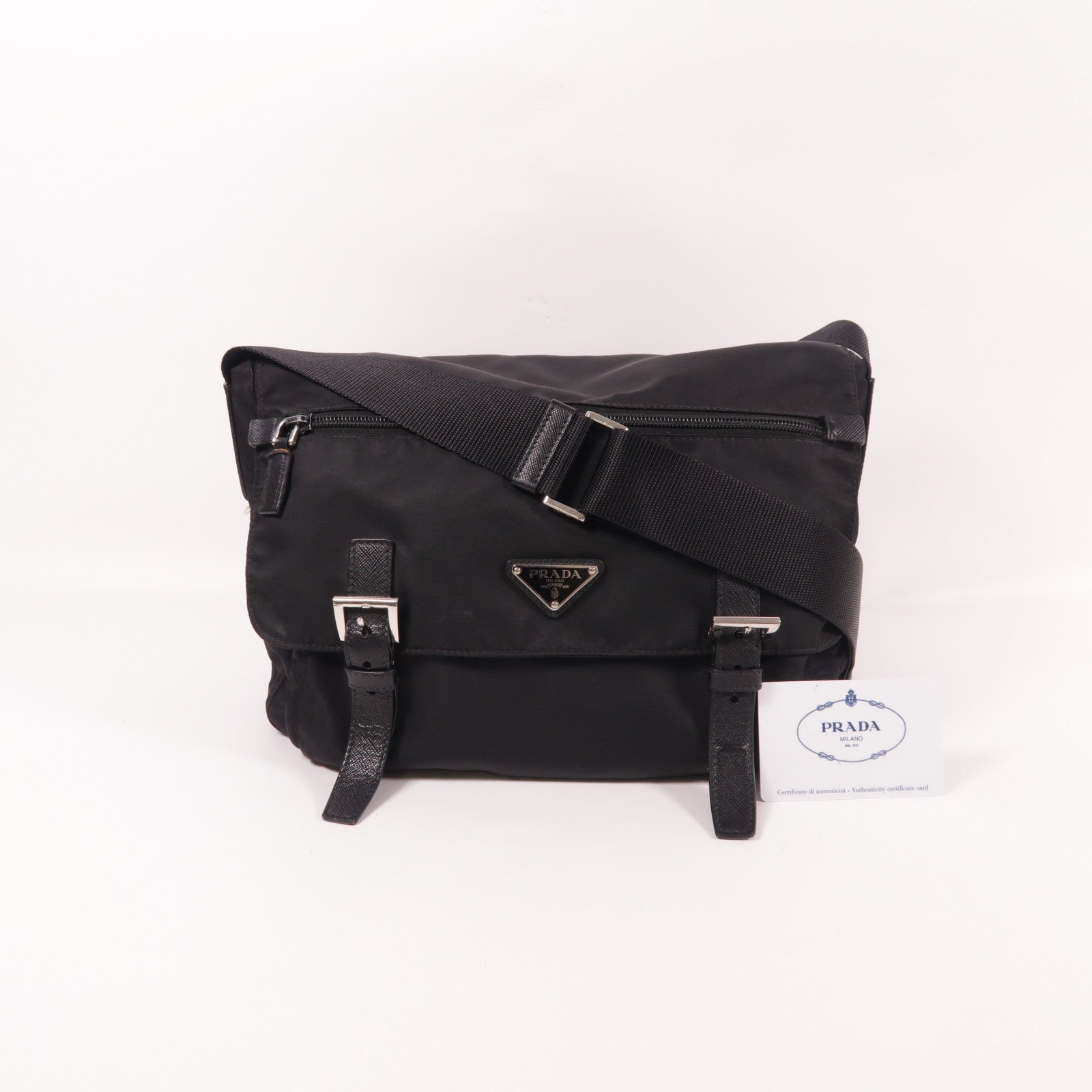 PRADA 尼龍Shoulder Bag銀扣肩背袋